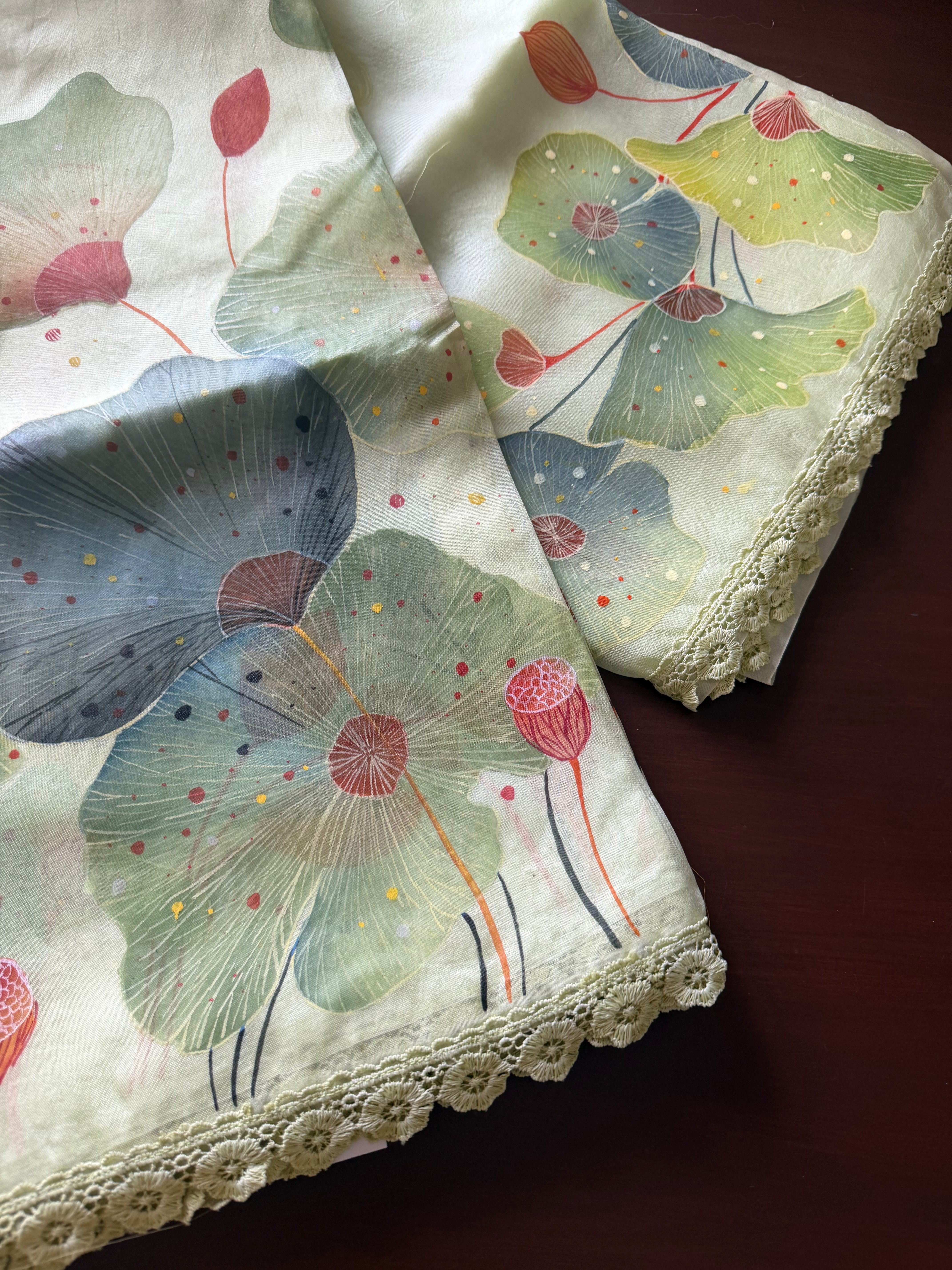 VRIKSHA : HANDPAINTED ORGANZA (Mint Green)