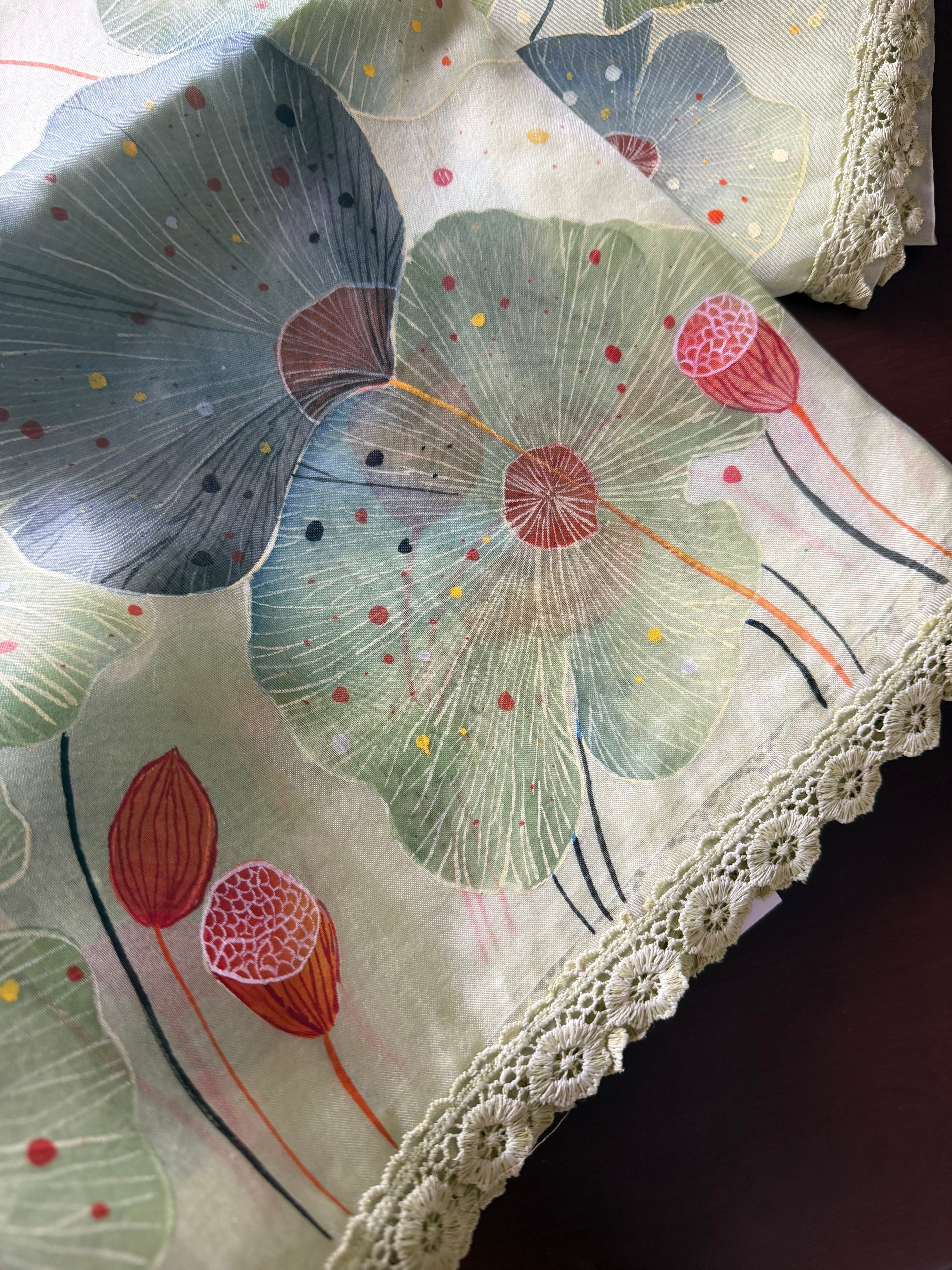 VRIKSHA : HANDPAINTED ORGANZA (Mint Green)