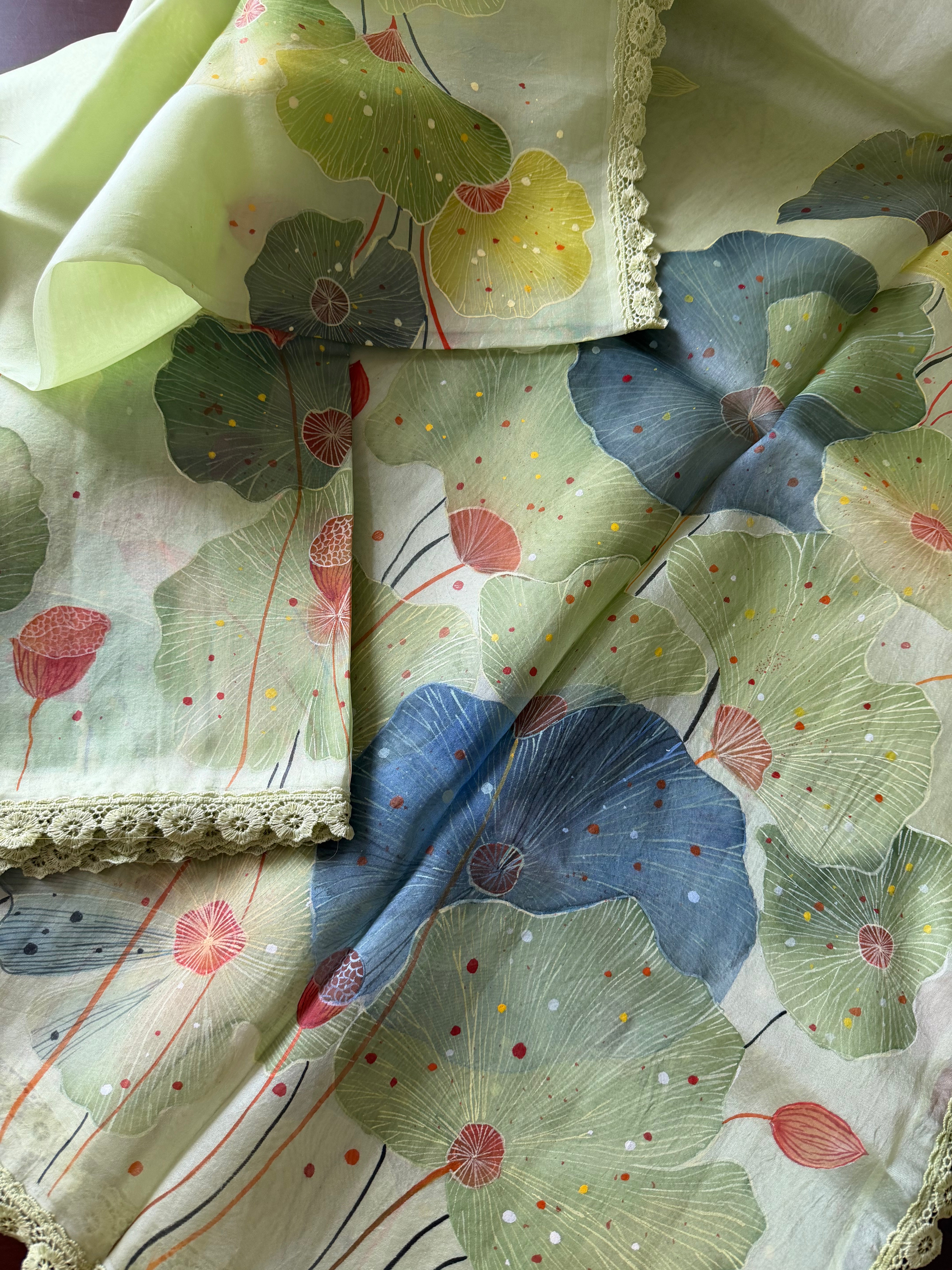 VRIKSHA : HANDPAINTED ORGANZA (Mint Green)