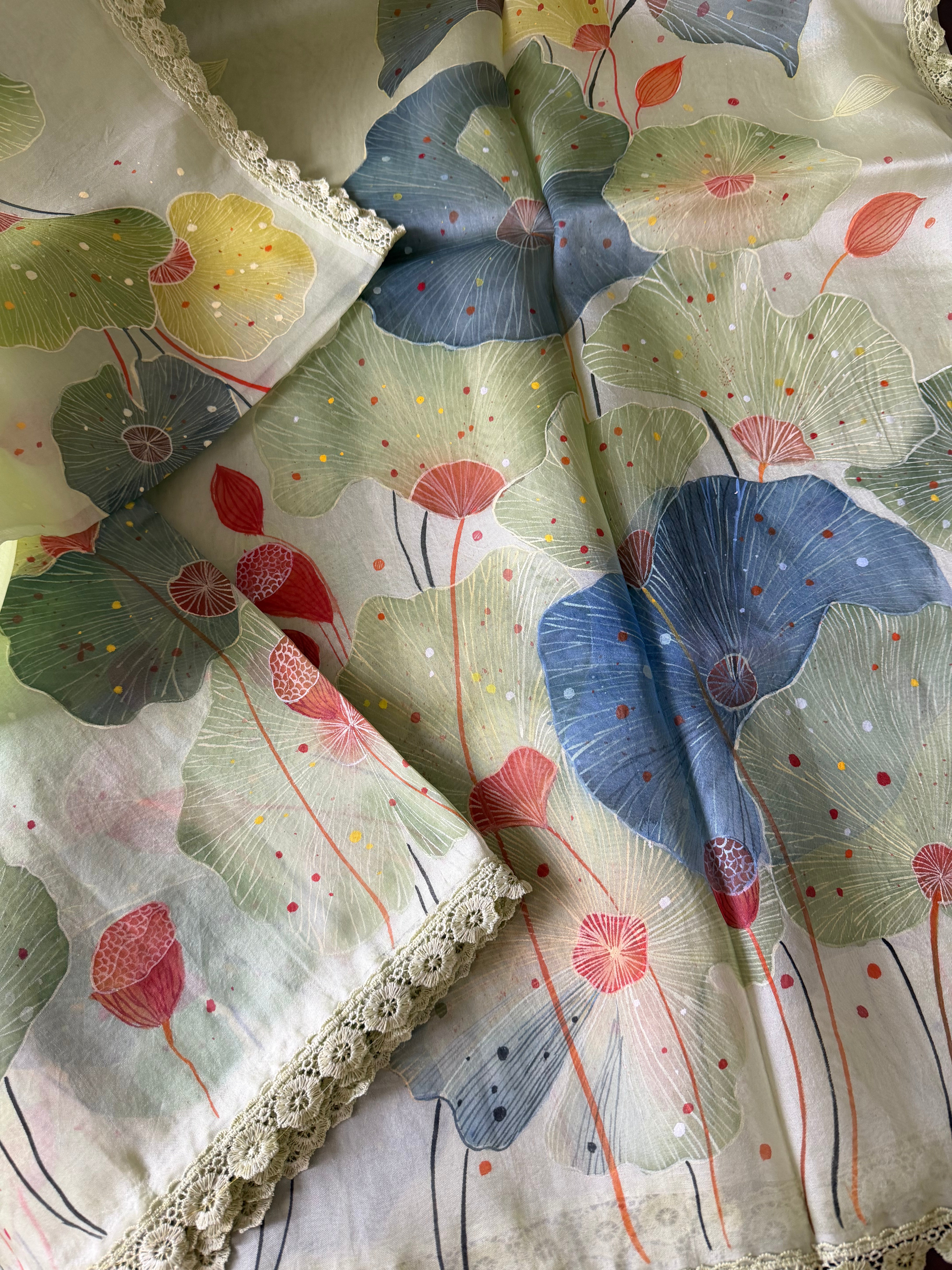 VRIKSHA : HANDPAINTED ORGANZA (Mint Green)