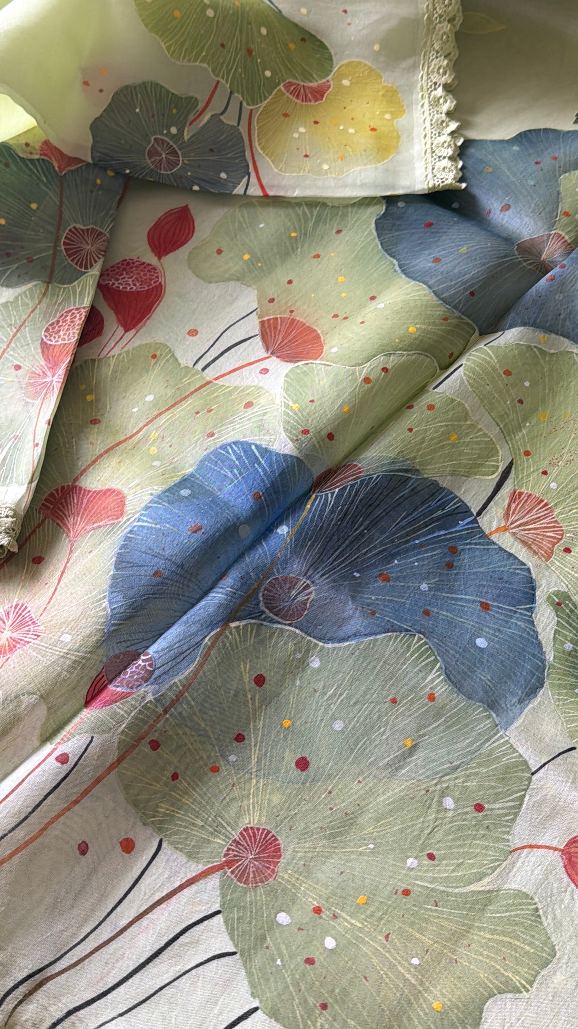 VRIKSHA : HANDPAINTED ORGANZA (Mint Green)