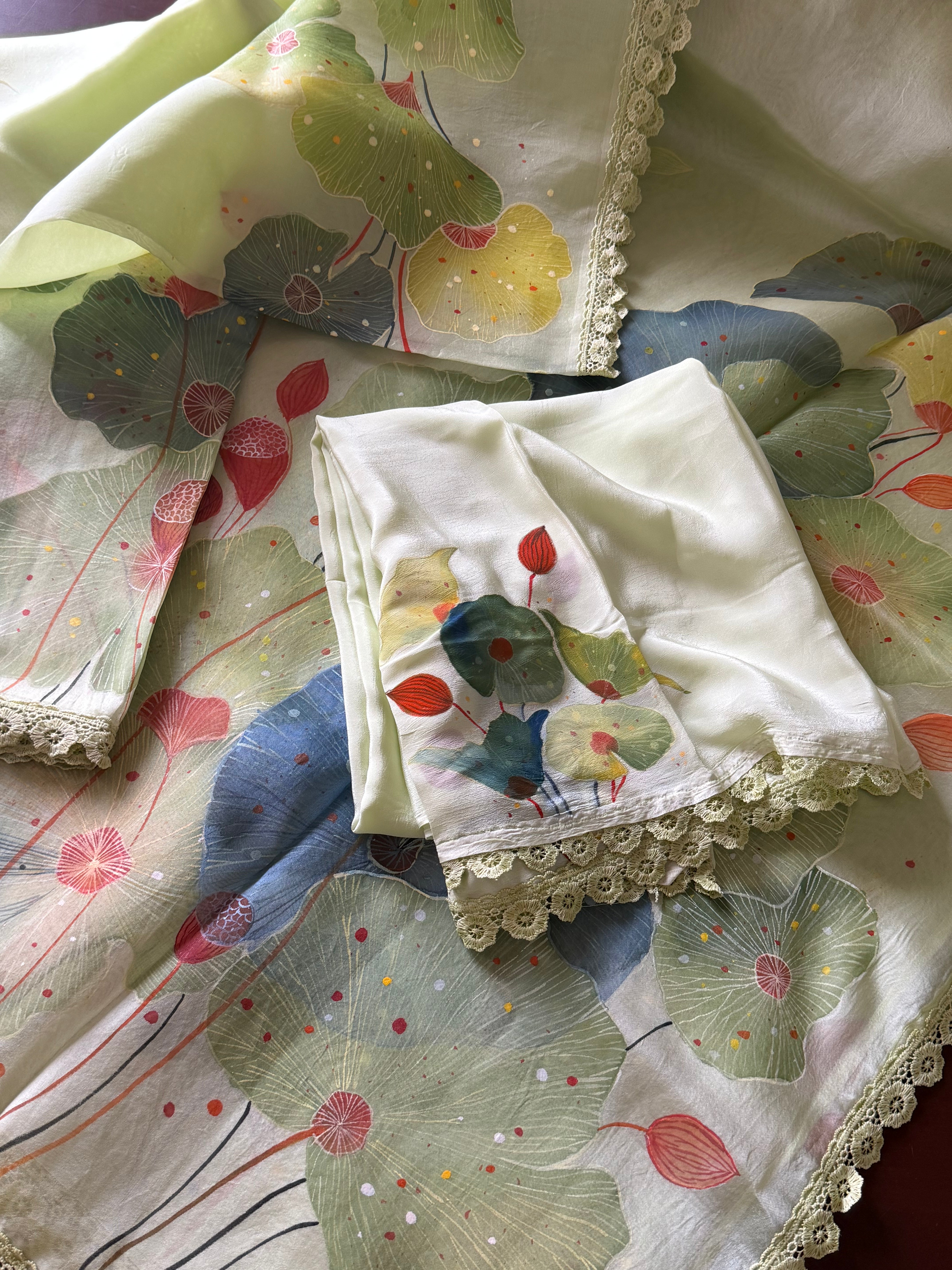 VRIKSHA : HANDPAINTED ORGANZA (Mint Green)