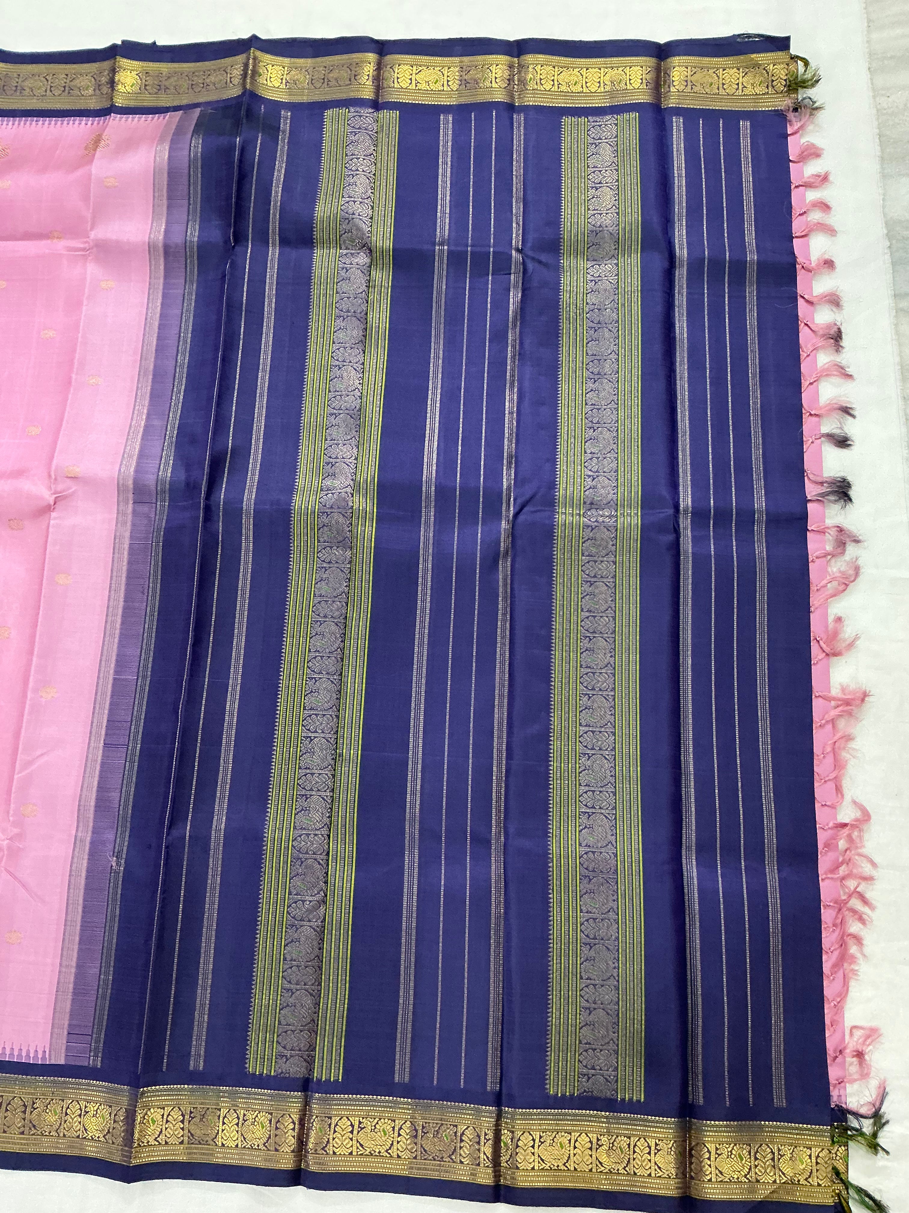 MYTHILI : Vintage Korvai Kanjivaram (Lavender Pink & Navy)