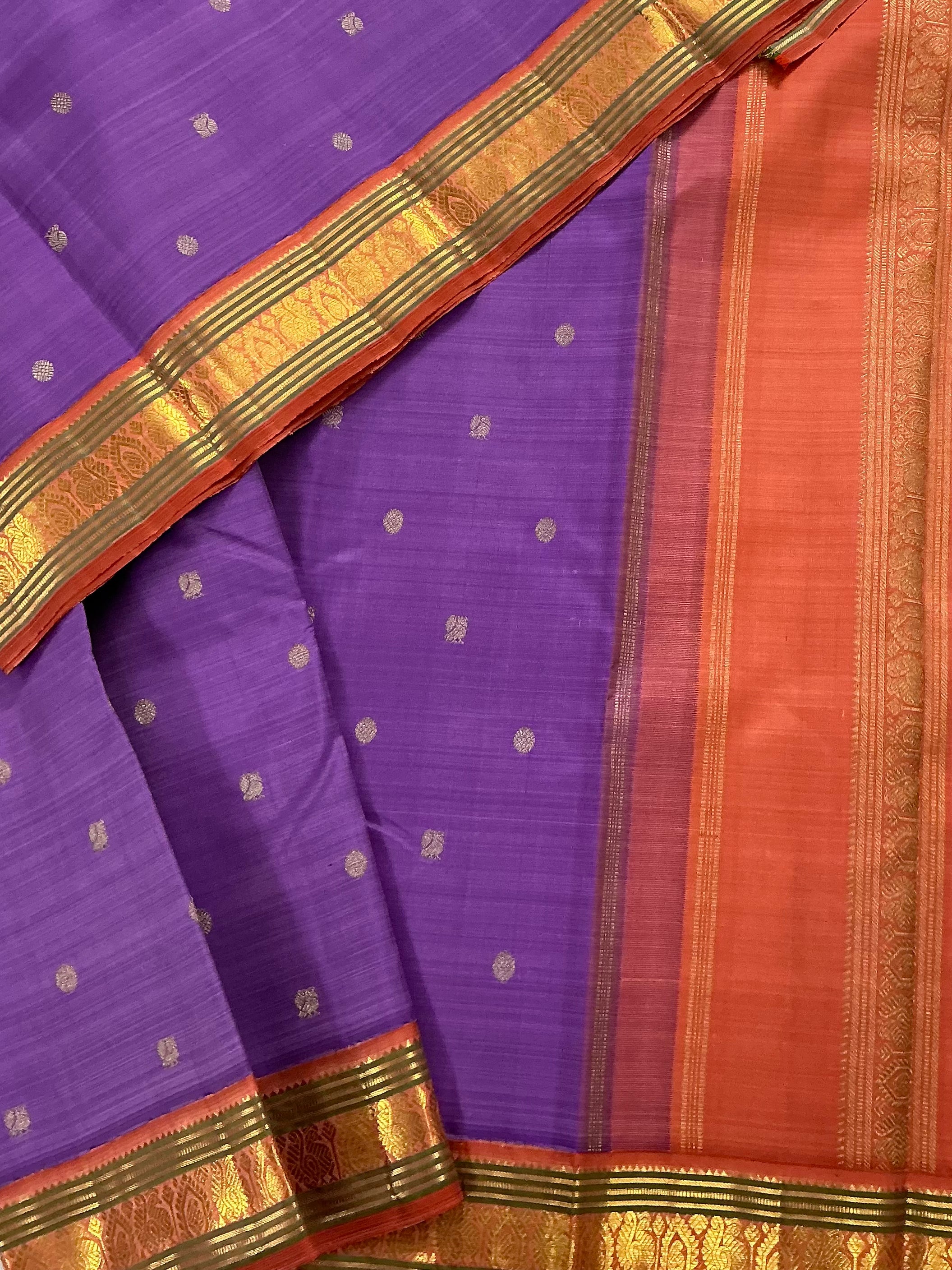 MYTHILI : Vintage Korvai Kanjivaram (Deep Lavender & Rust)