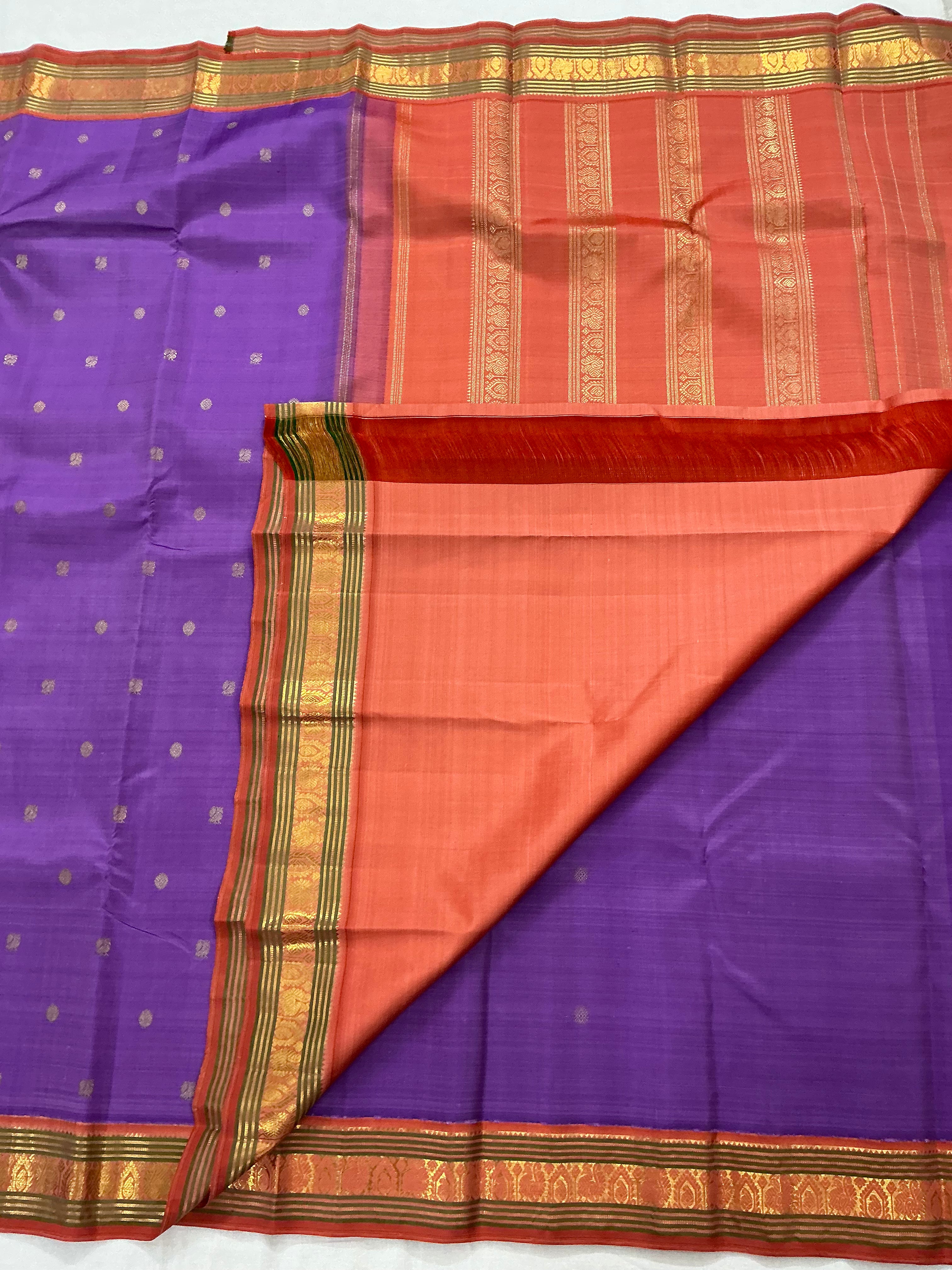 MYTHILI : Vintage Korvai Kanjivaram (Deep Lavender & Rust)