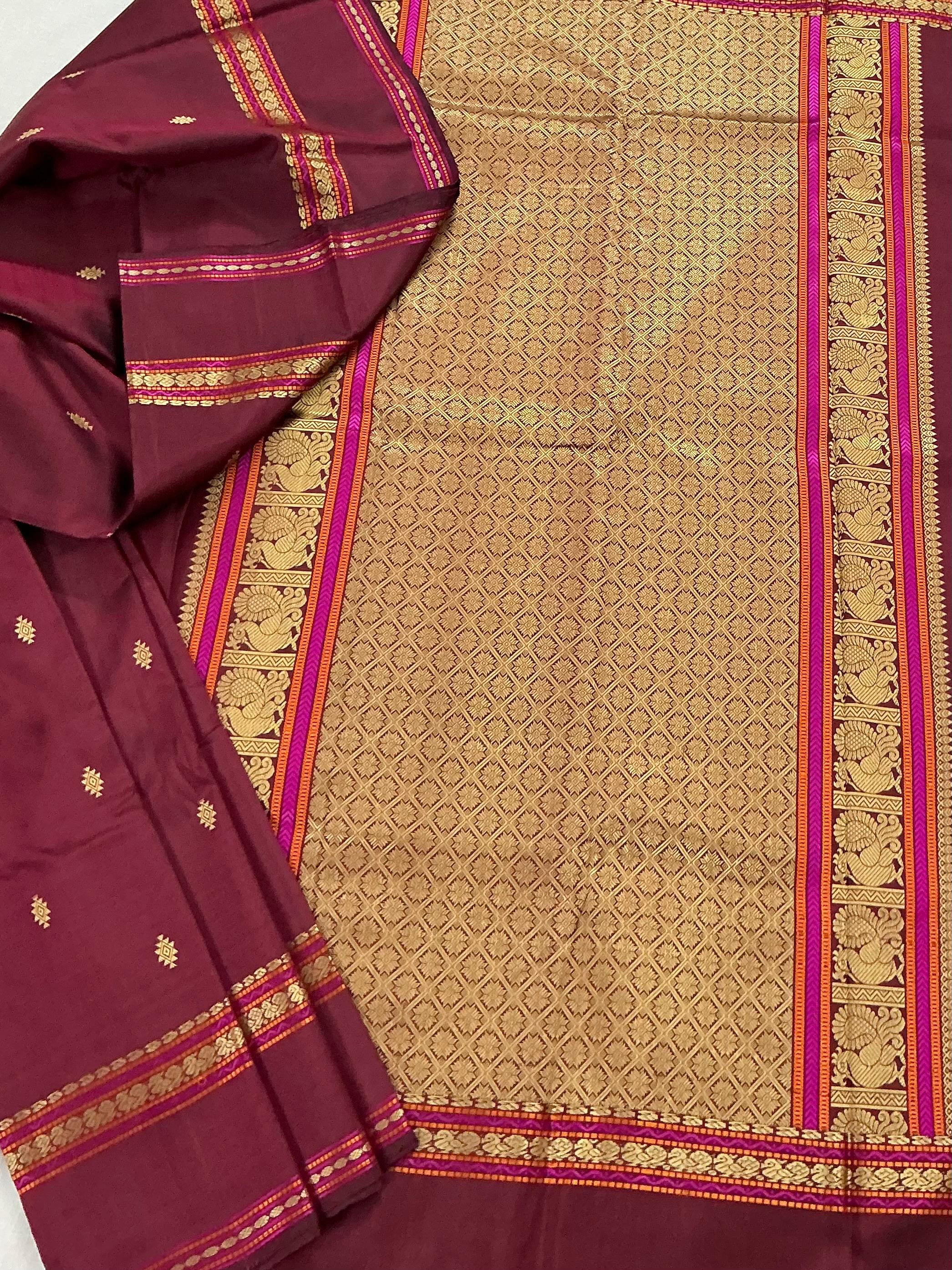 No Zari Kanjivaram Silk : Wine Maroon