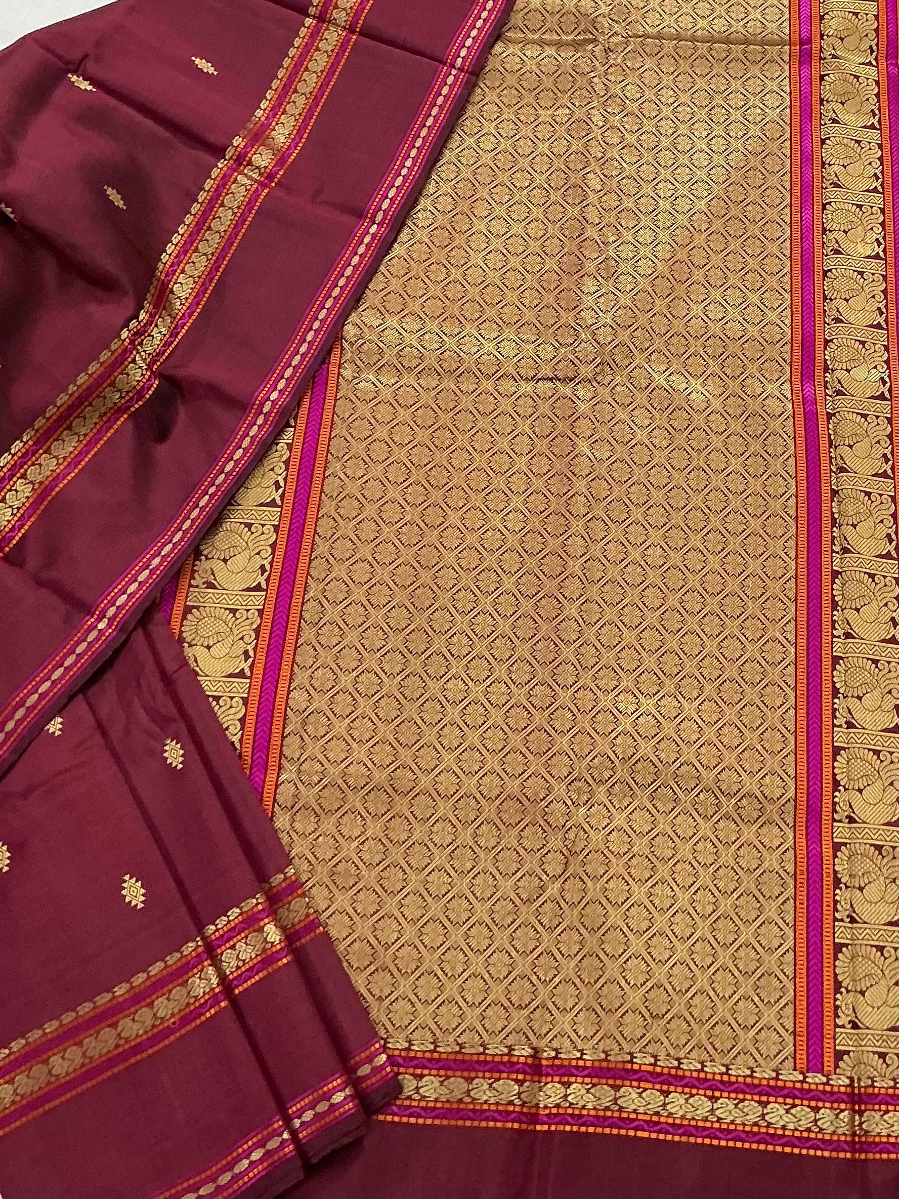 No Zari Kanjivaram Silk : Wine Maroon