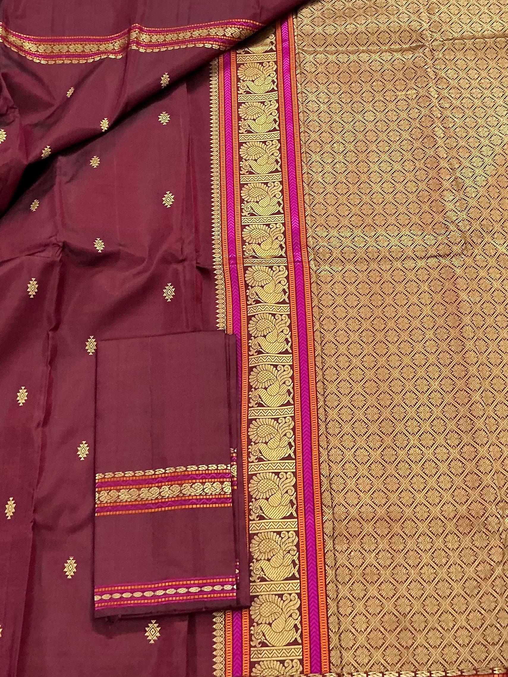 No Zari Kanjivaram Silk : Wine Maroon