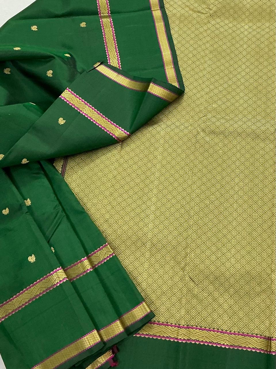 No Zari Kanjivaram Silk : Green