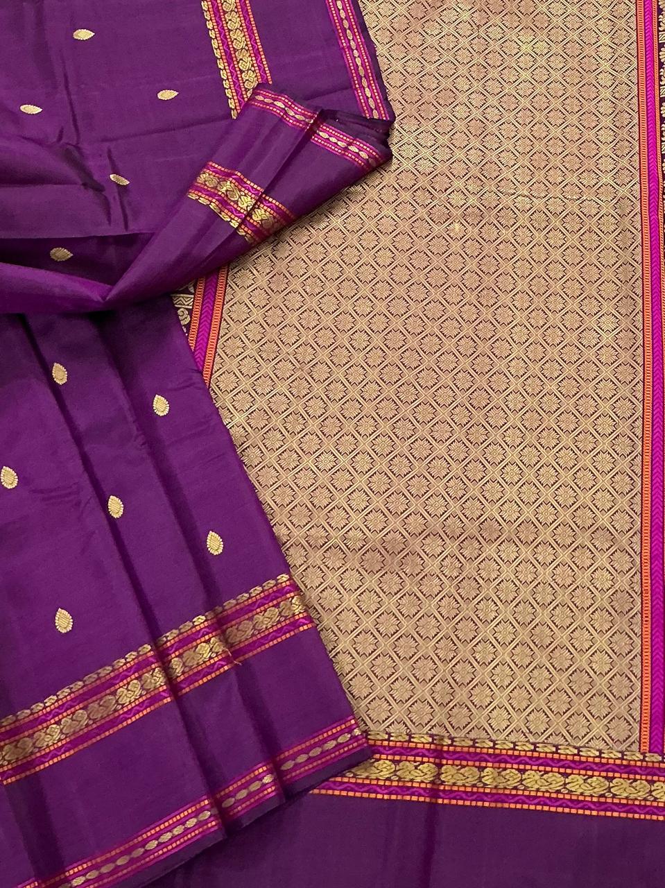 No Zari Kanjivaram Silk : Pink Purple