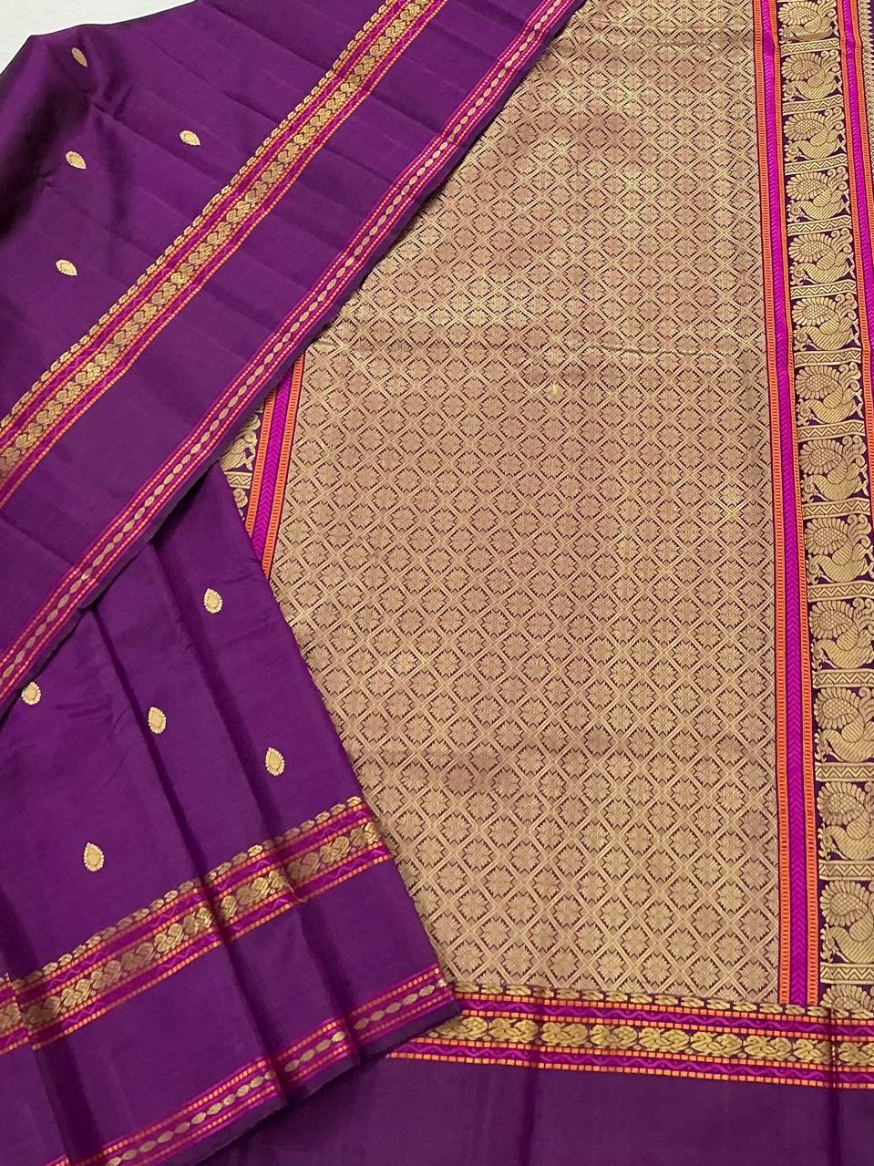 No Zari Kanjivaram Silk : Pink Purple