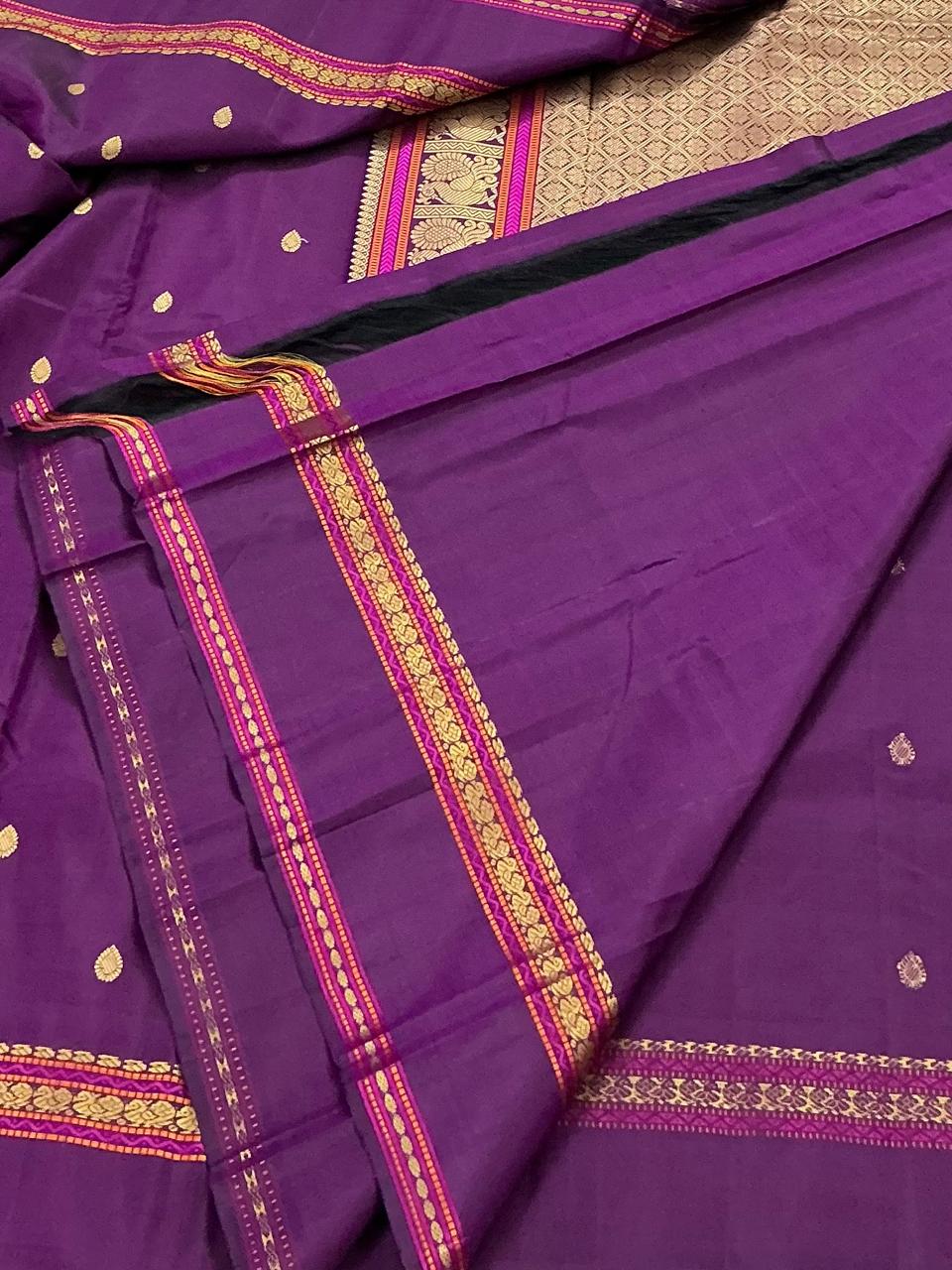 No Zari Kanjivaram Silk : Pink Purple