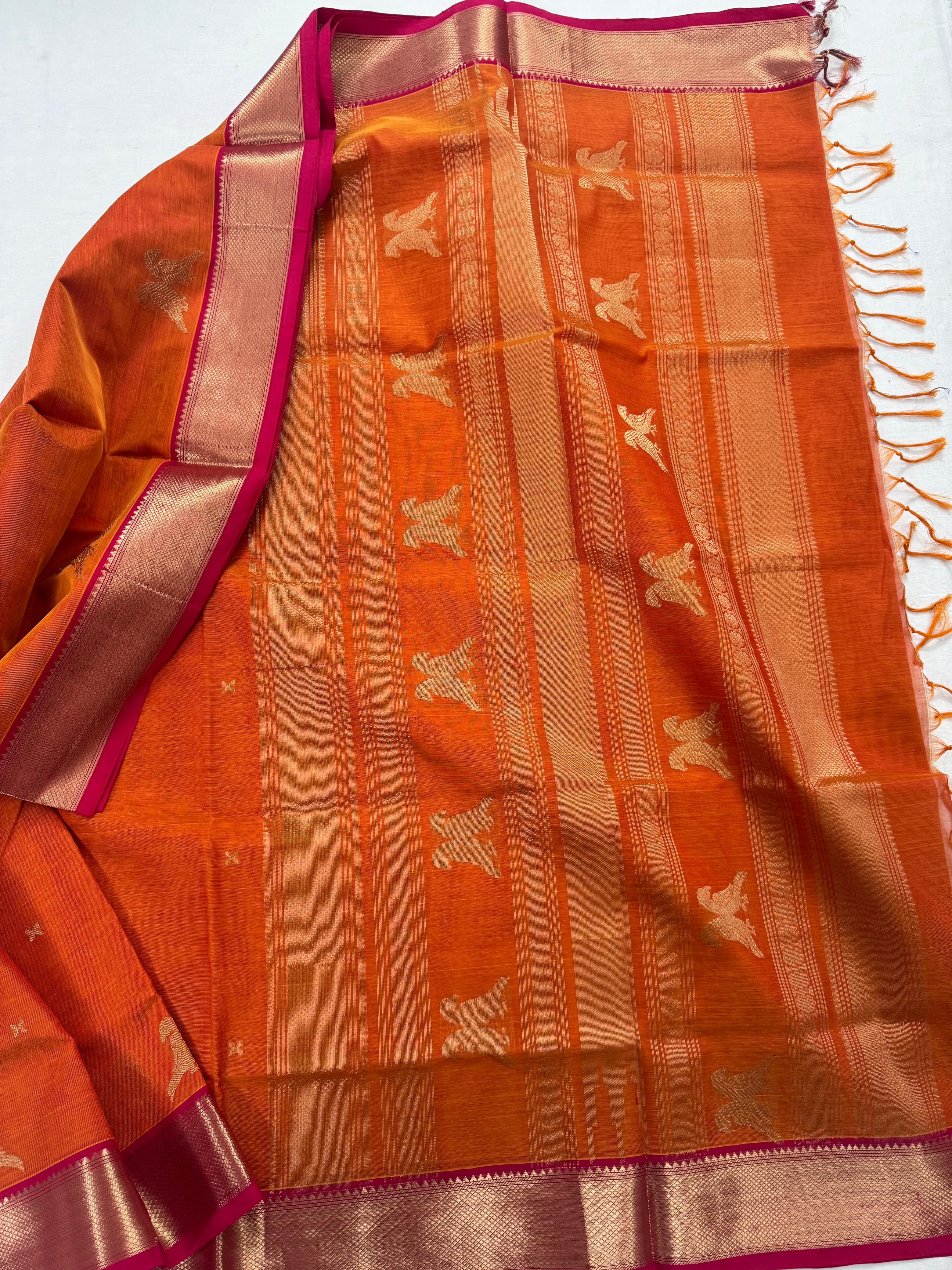 Handwoven Silk Cotton : Jodi Kili buttas