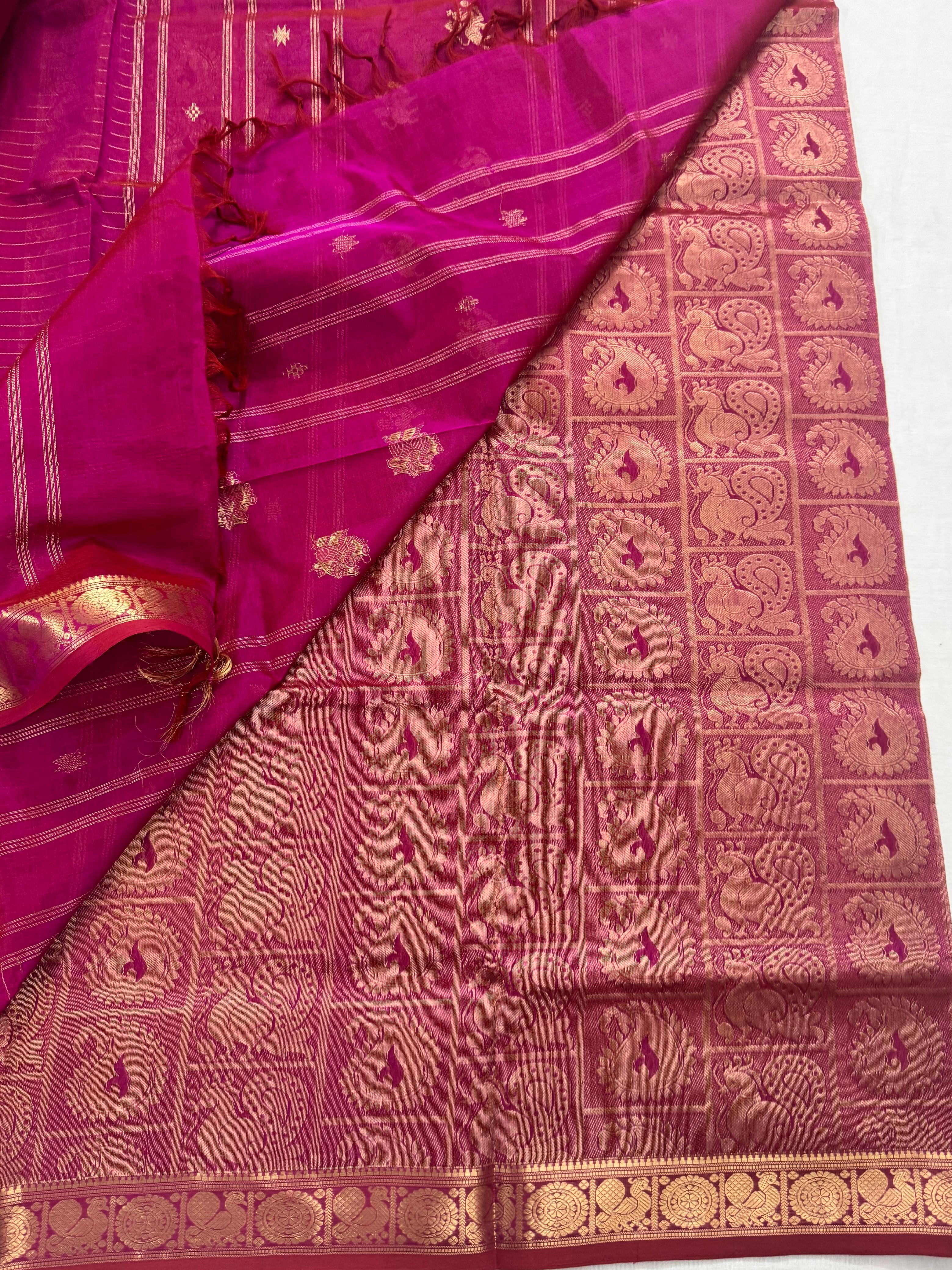 Handwoven Silk Cotton : Yaali Pallu