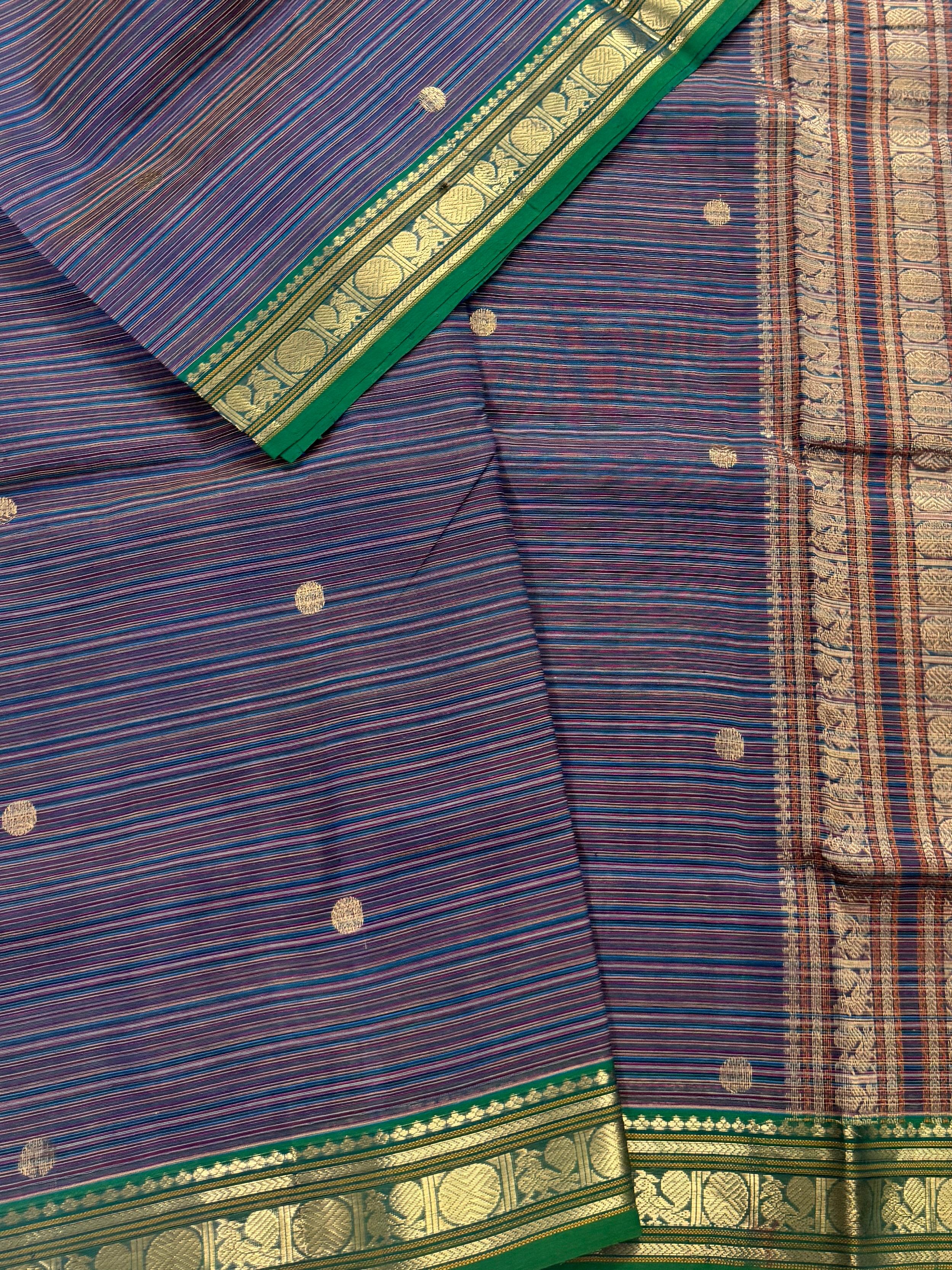Handwoven Silk Cotton : Multi color stripes