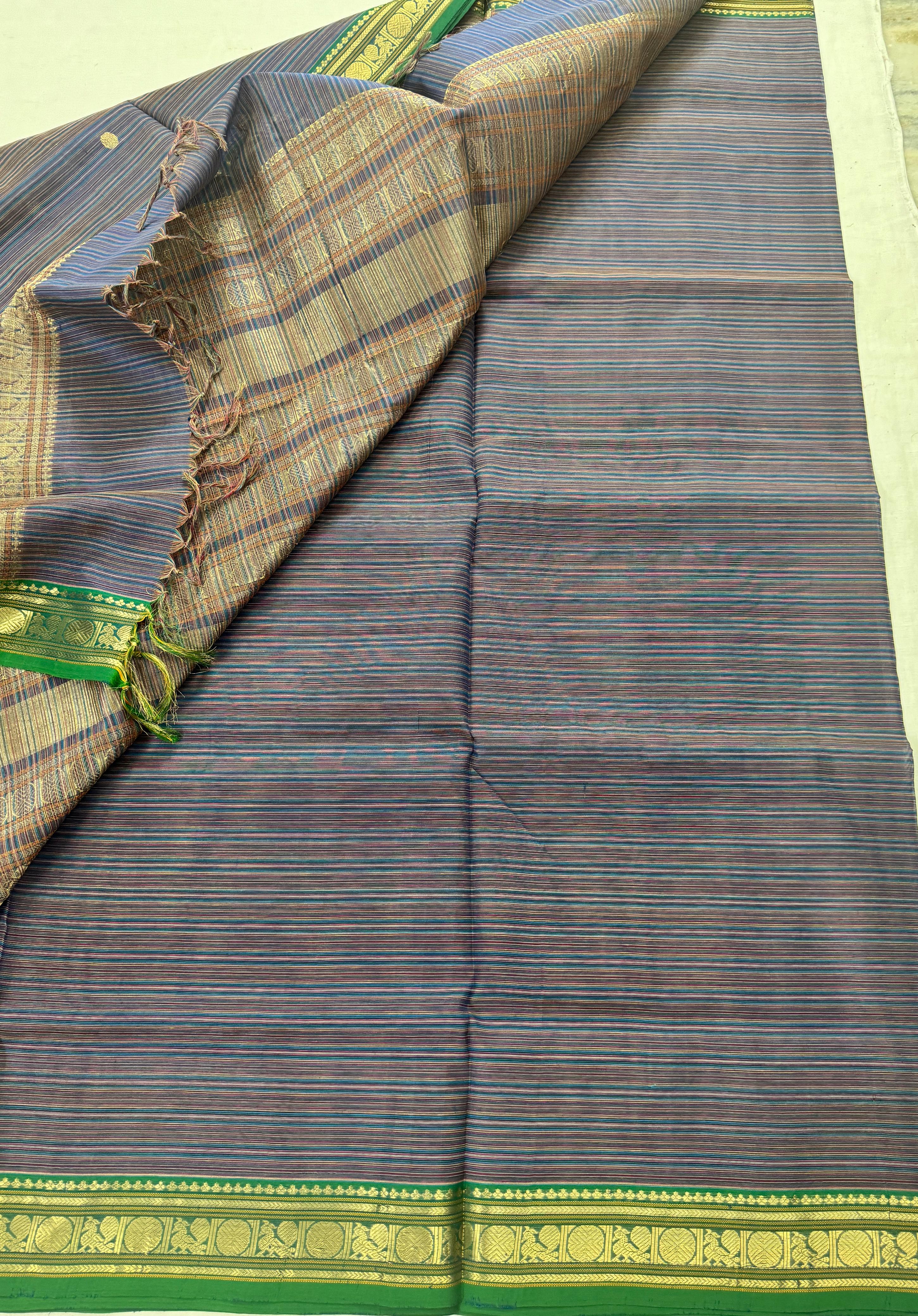 Handwoven Silk Cotton : Multi color stripes