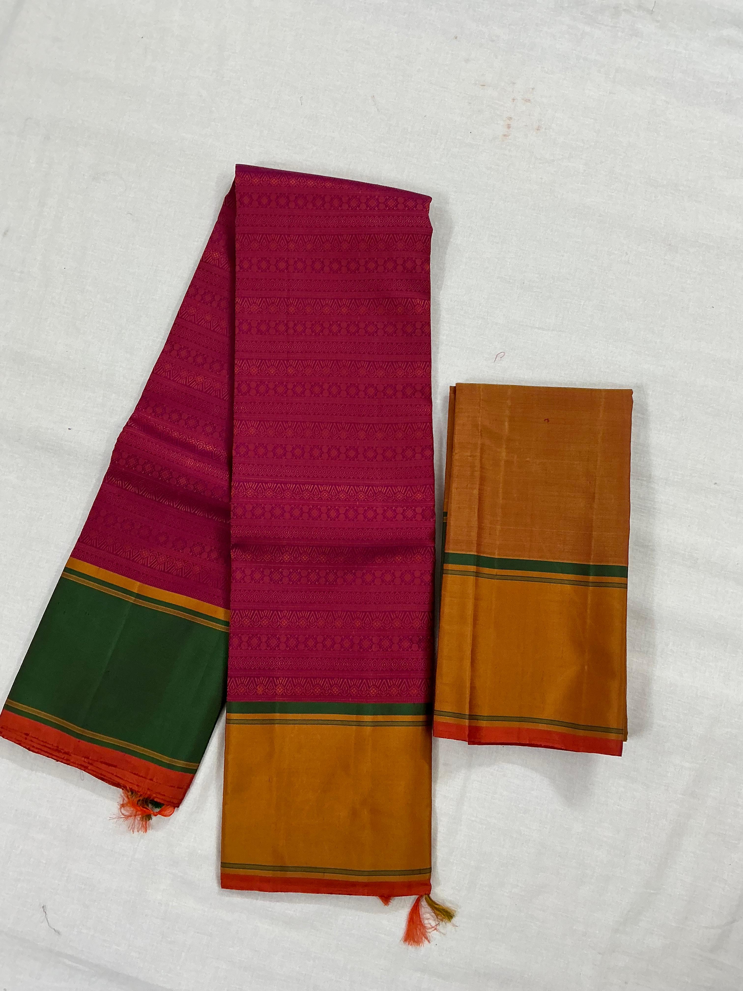 Swara: Varisaipettu with GJ borders (Pinkish maroon)