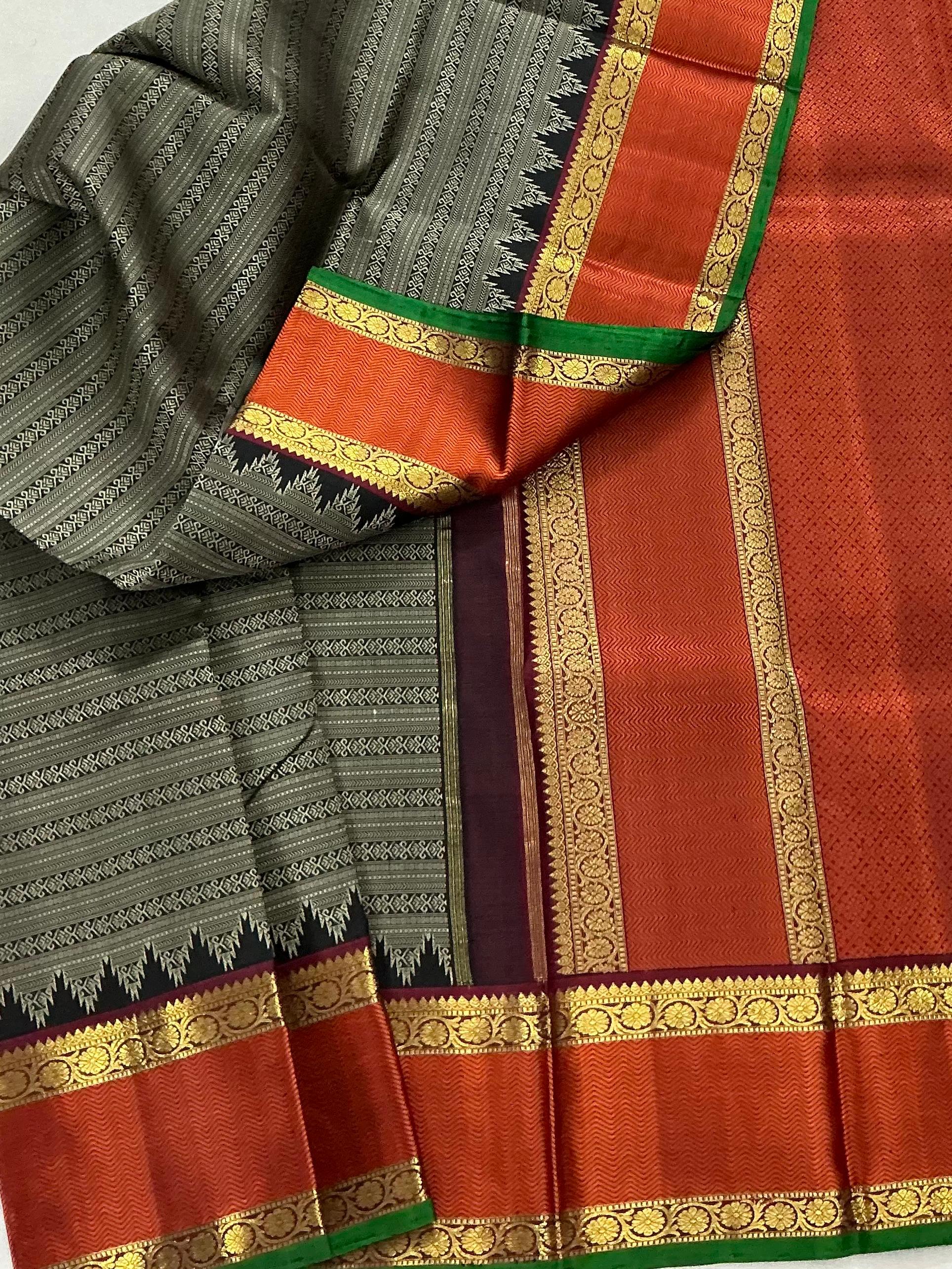 MYTHILI : Varisaipettu Korvai Kanjivaram Silk