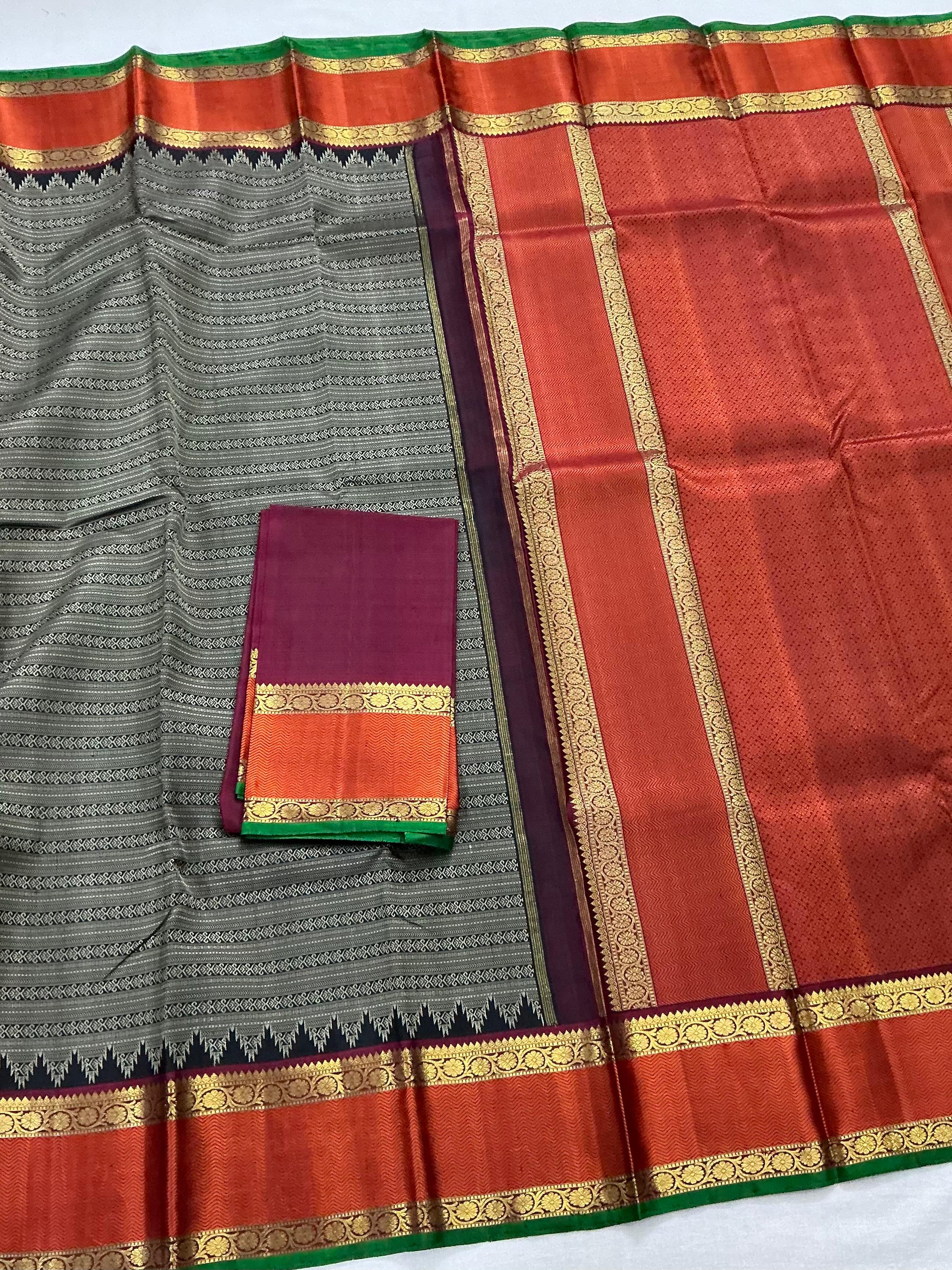 MYTHILI : Varisaipettu Korvai Kanjivaram Silk