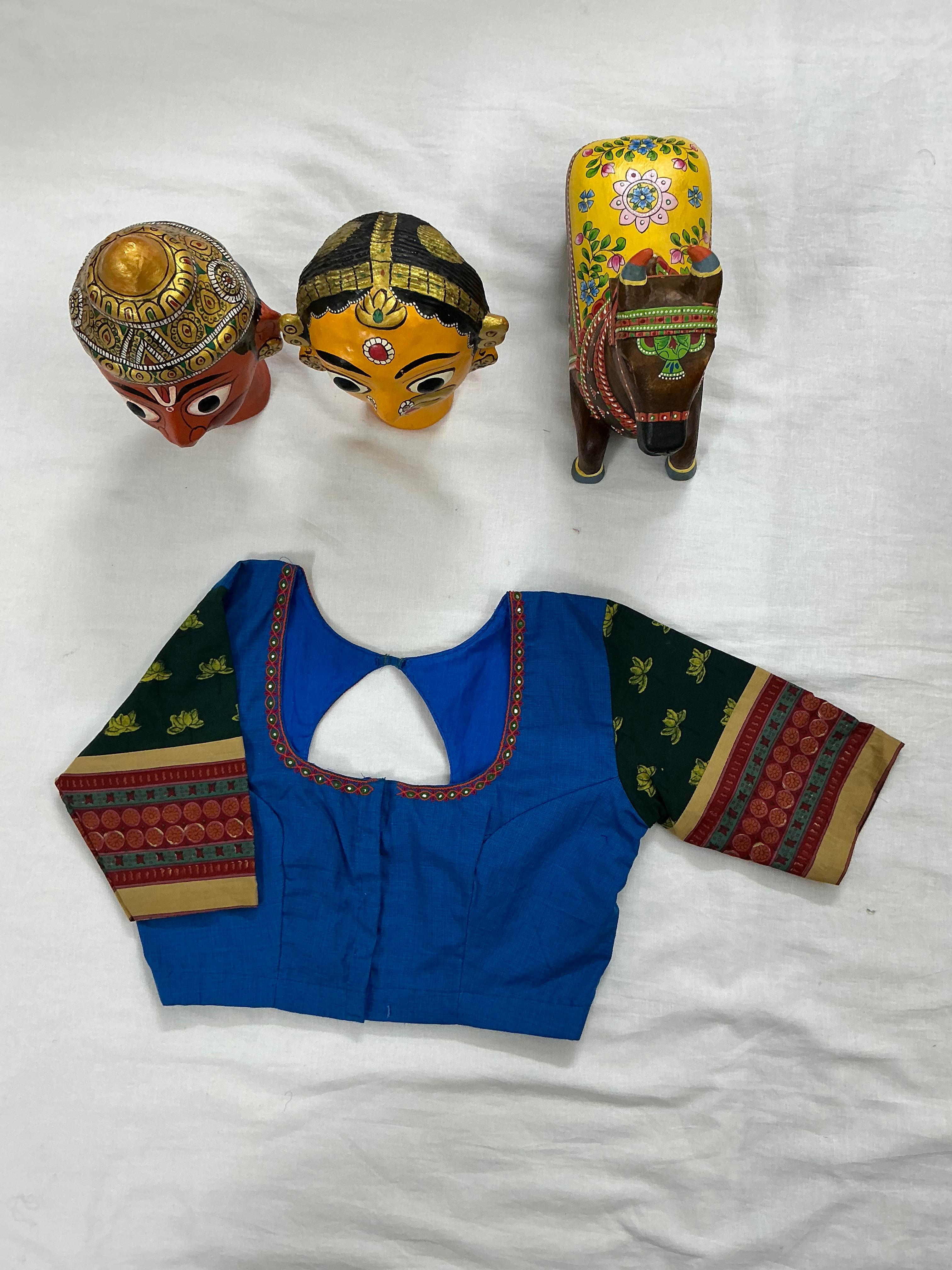 Handcrafted Ready to Wear Cotton Blouse - Blue