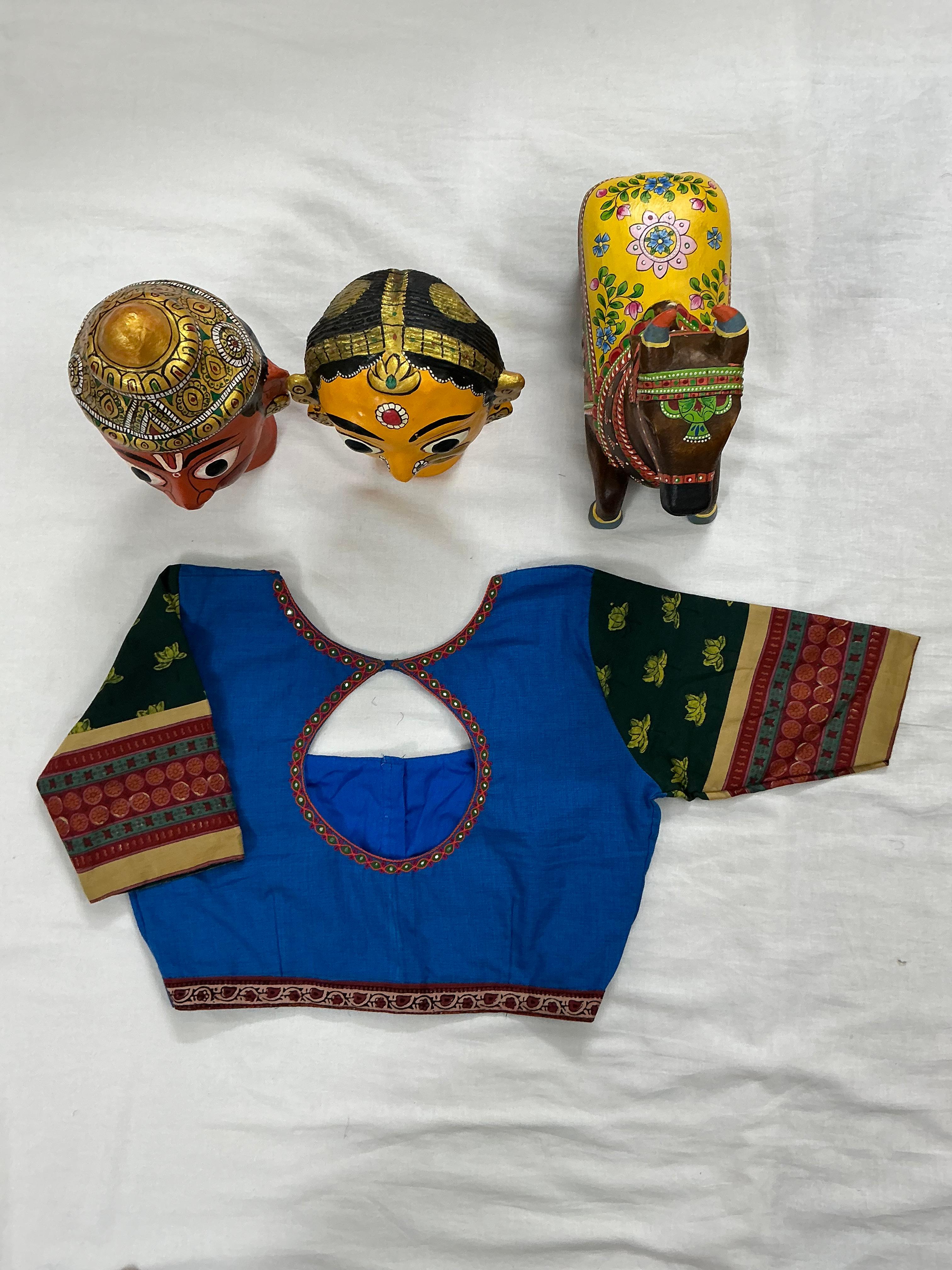 Handcrafted Ready to Wear Cotton Blouse - Blue