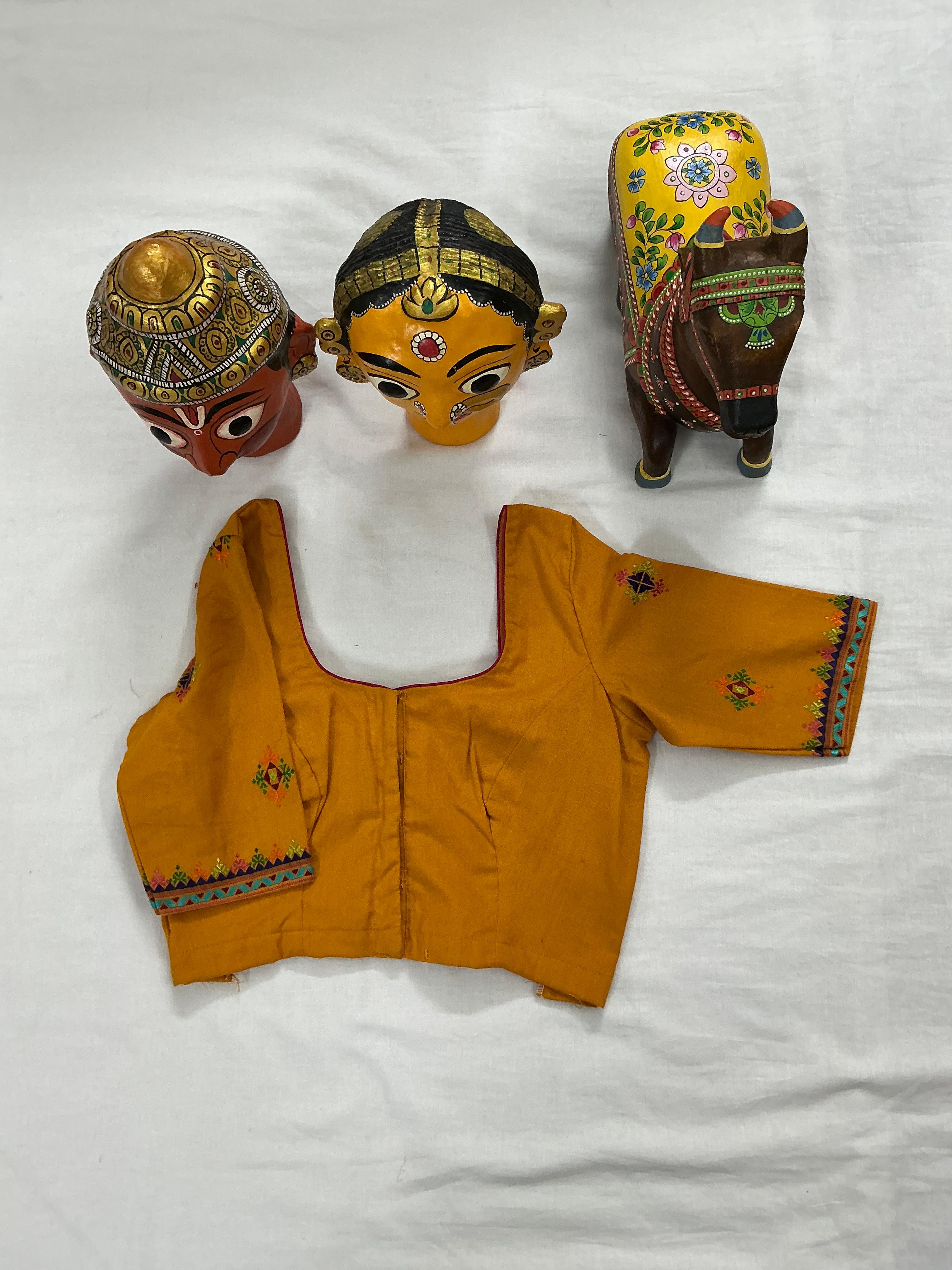 Handcrafted Ready to Wear Cotton Blouse - Mustard (Suf)