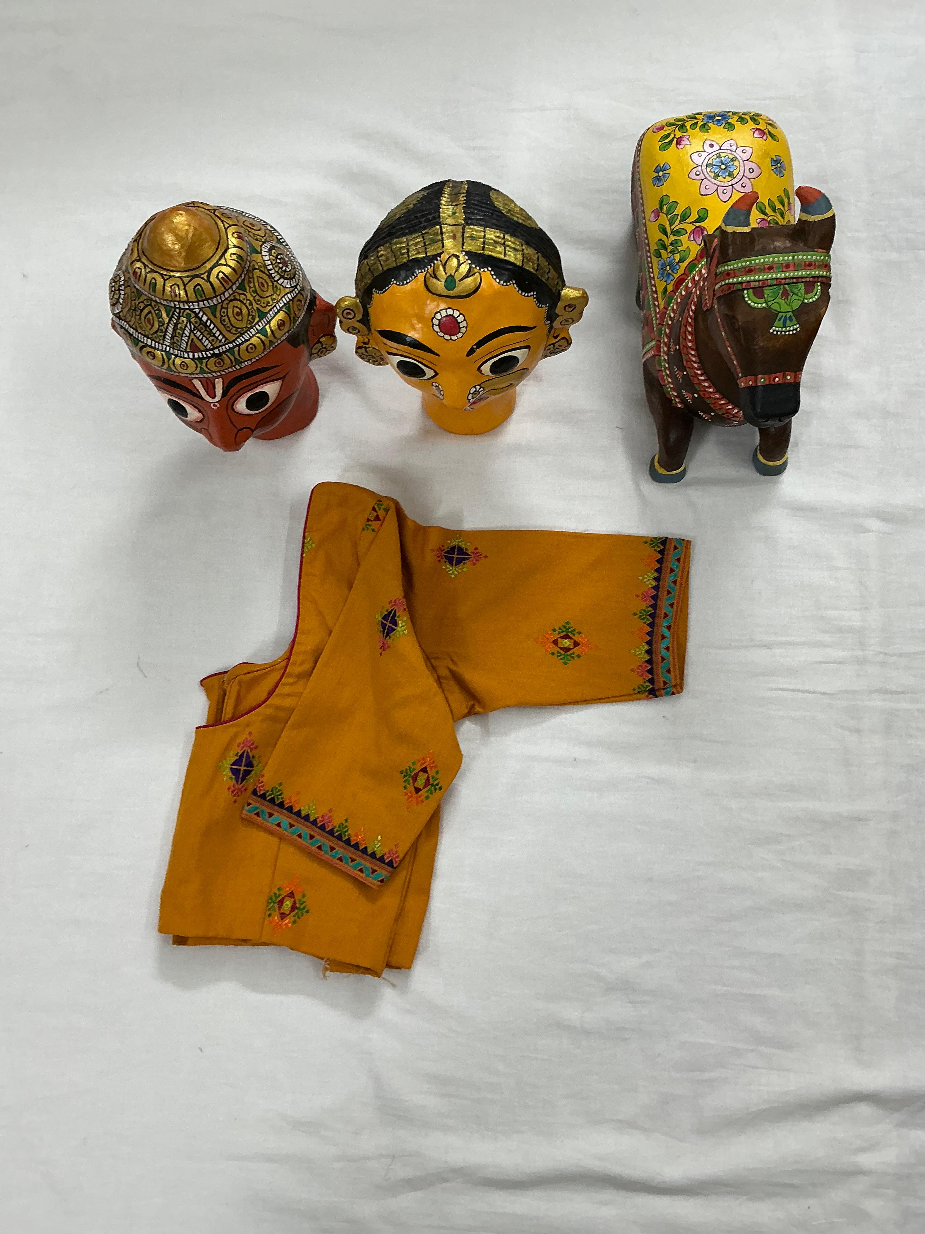 Handcrafted Ready to Wear Cotton Blouse - Mustard (Suf)
