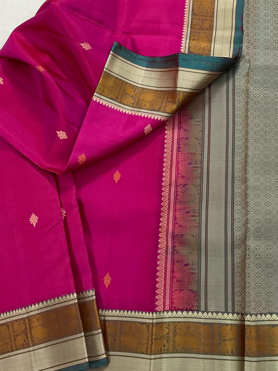 No Zari Kanjivaram Soft Silk : Hot Pink