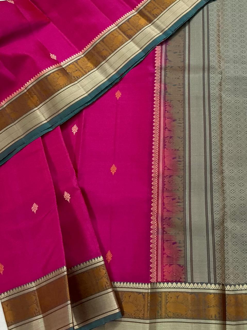 No Zari Kanjivaram Soft Silk : Hot Pink