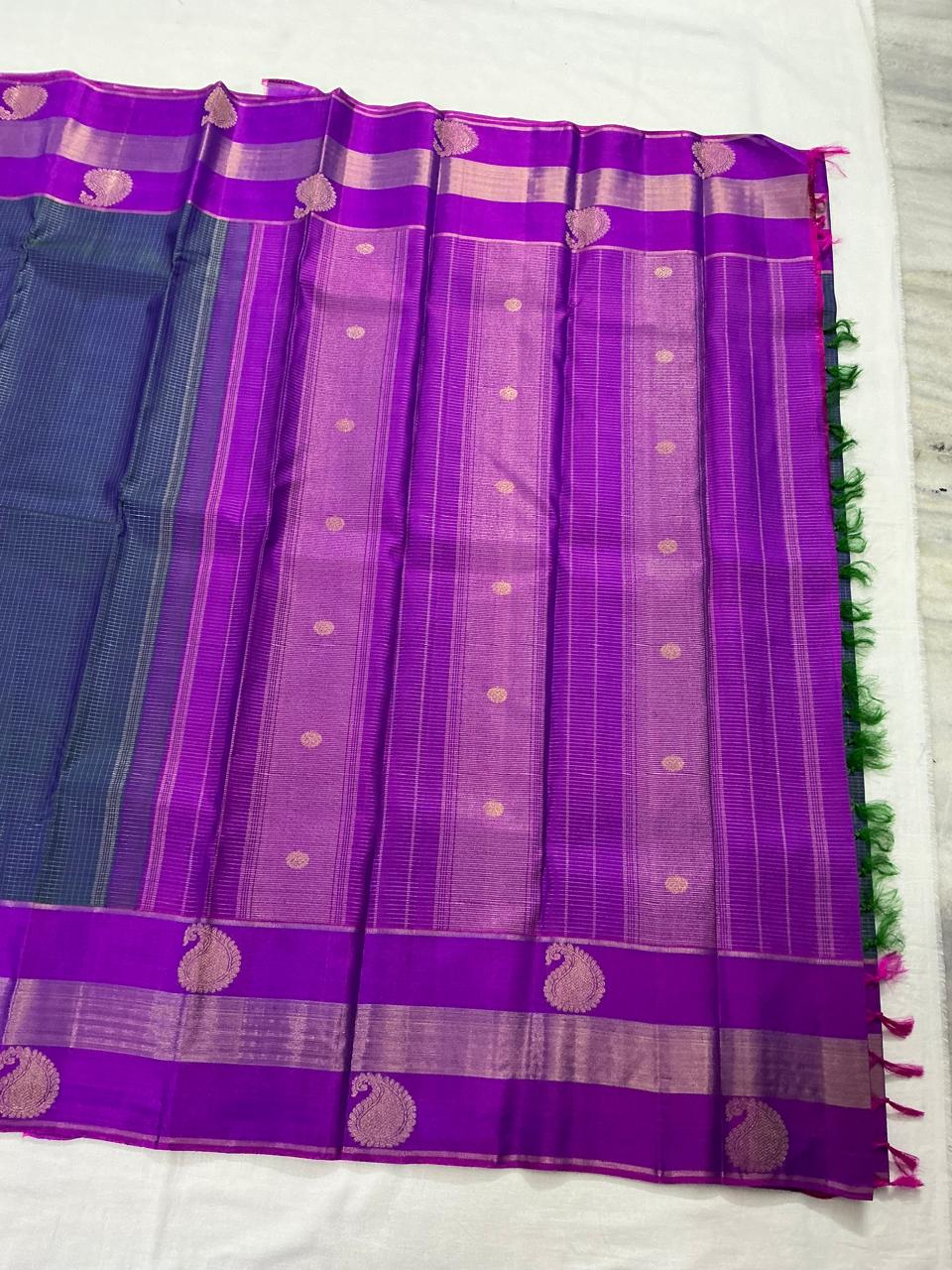 Swara: Zari Checks (Peacock blue)