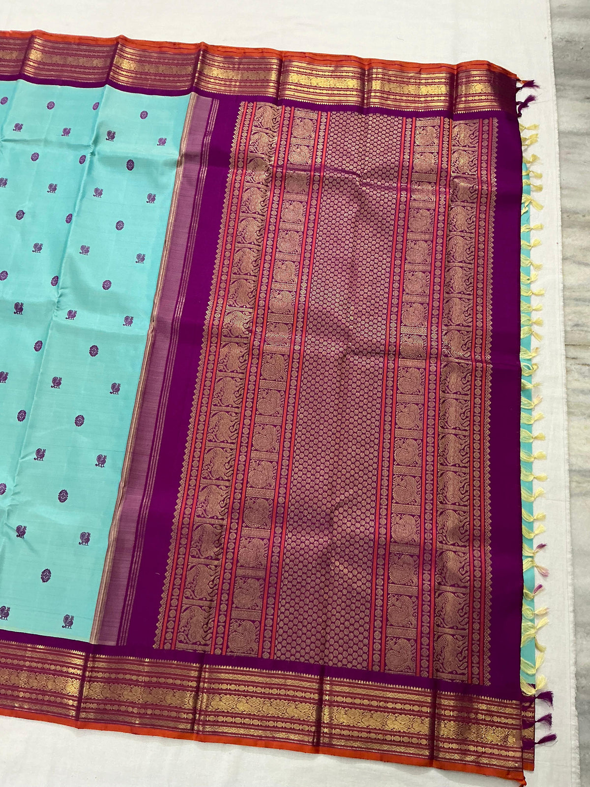 MYTHILI : Baby Blue + Purple