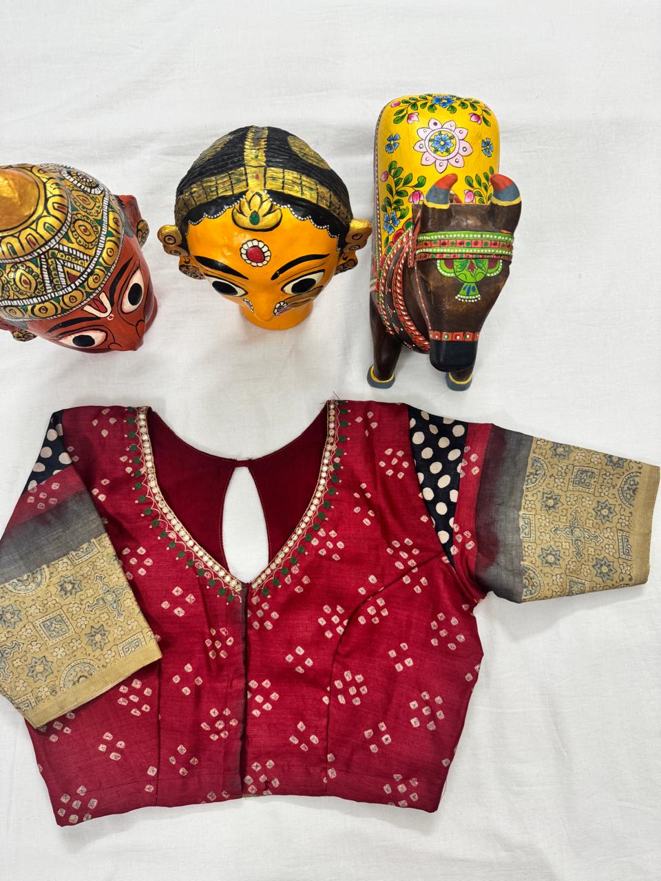 Handcrafted Ready to Wear Blouse - tussar