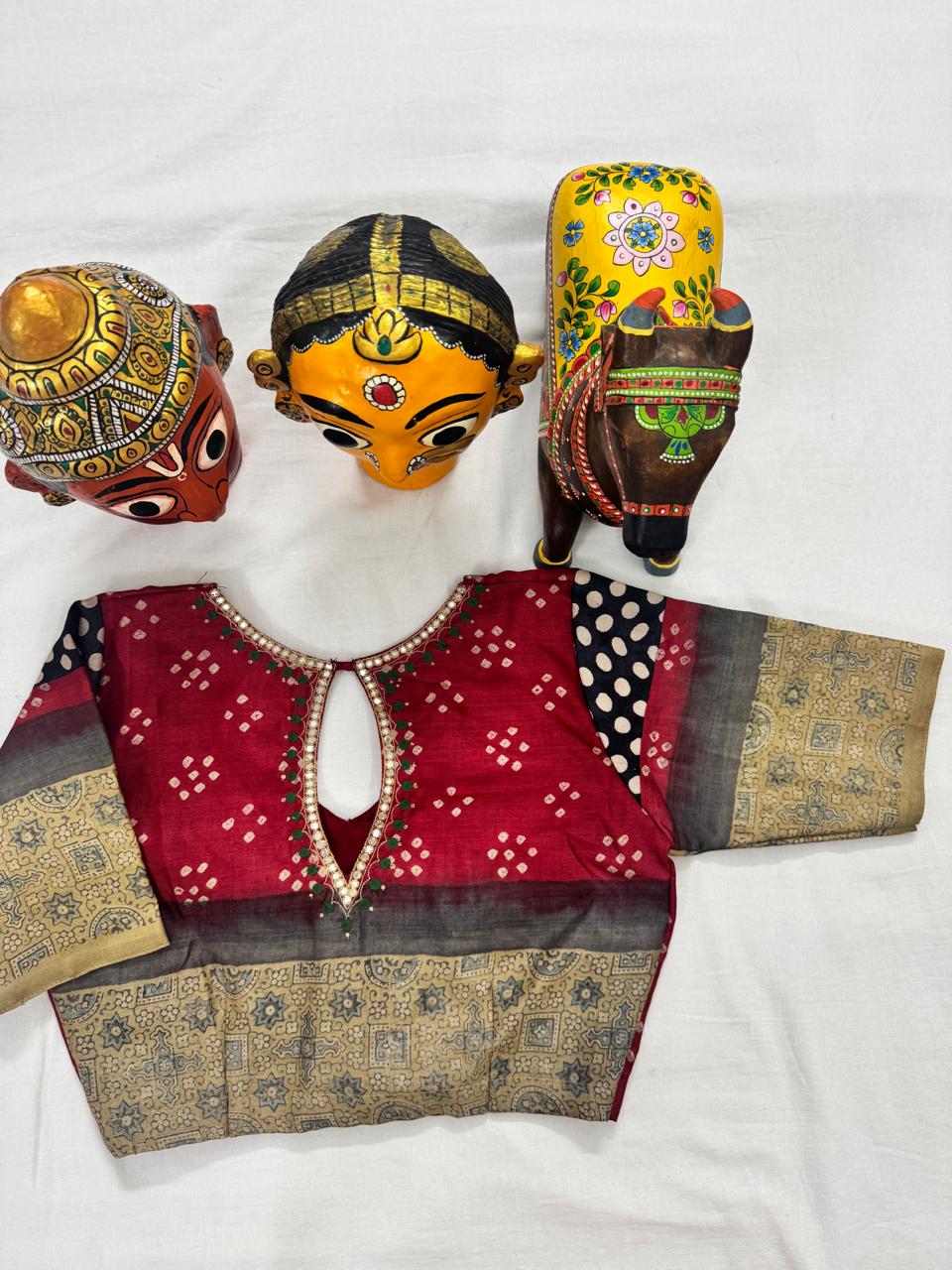 Handcrafted Ready to Wear Blouse - tussar