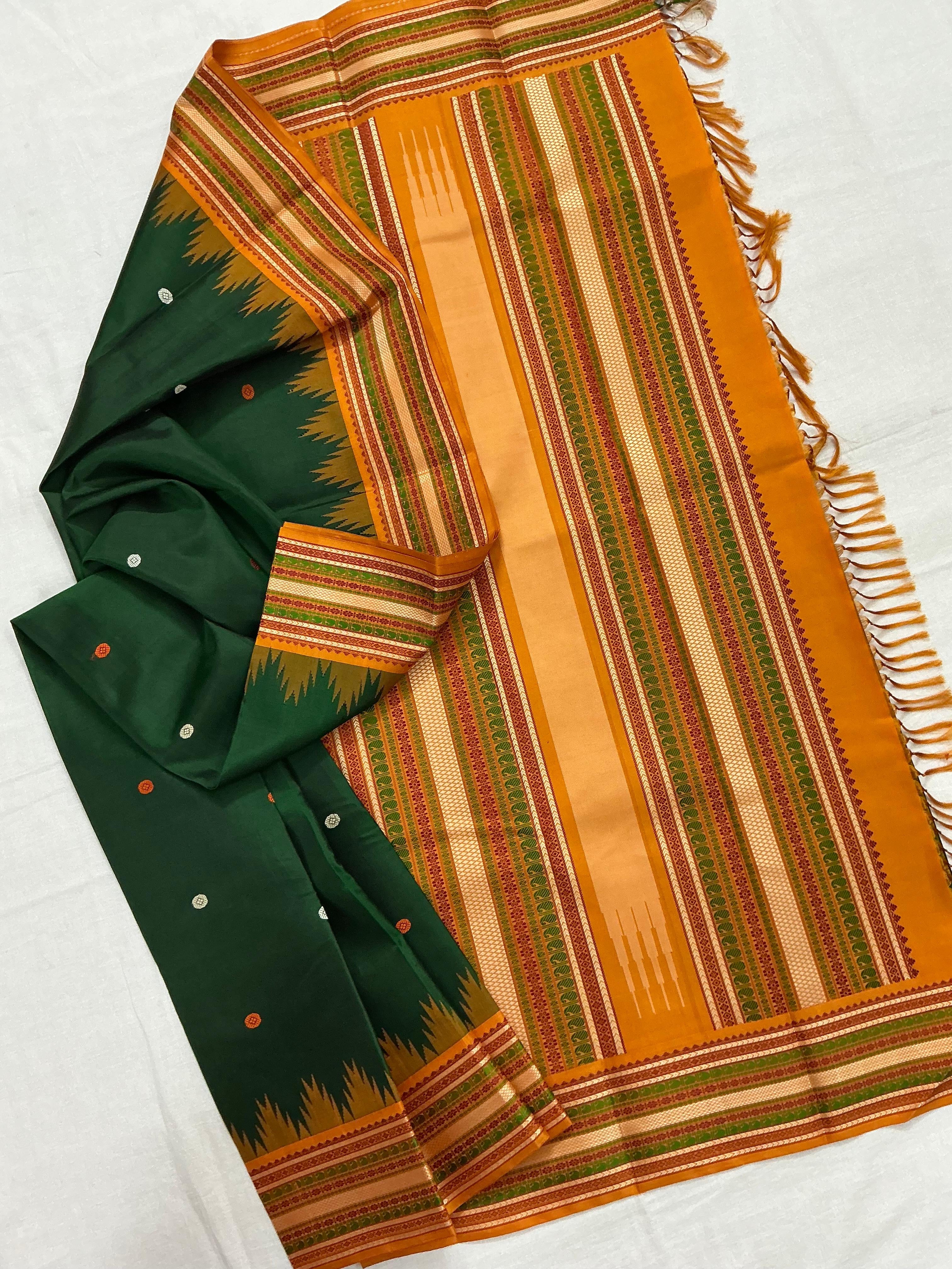 No Zari Korvai Kanjivaram Silk (Green)