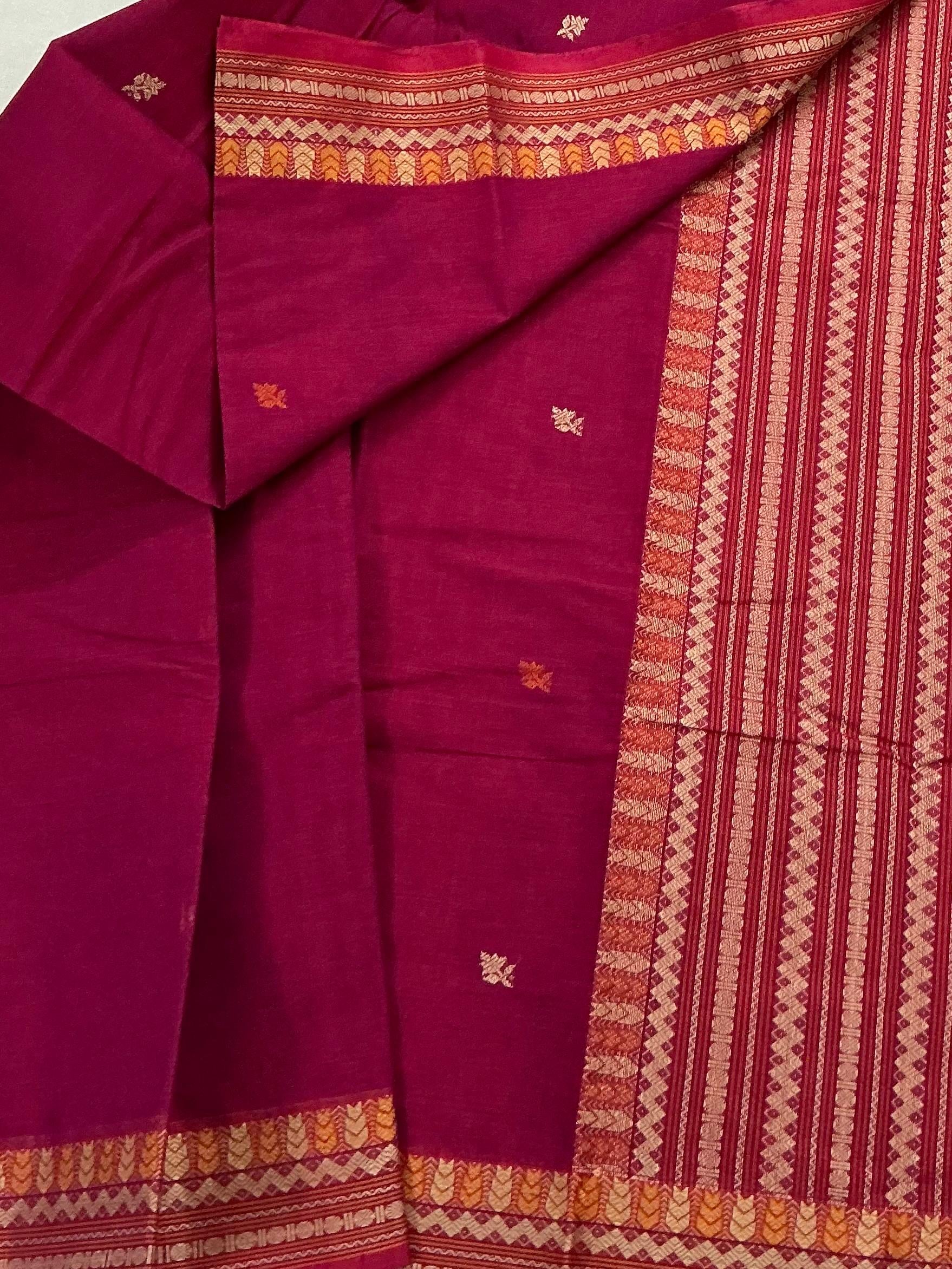 Handwoven Kanchi cotton :  Dark Reddish Pink