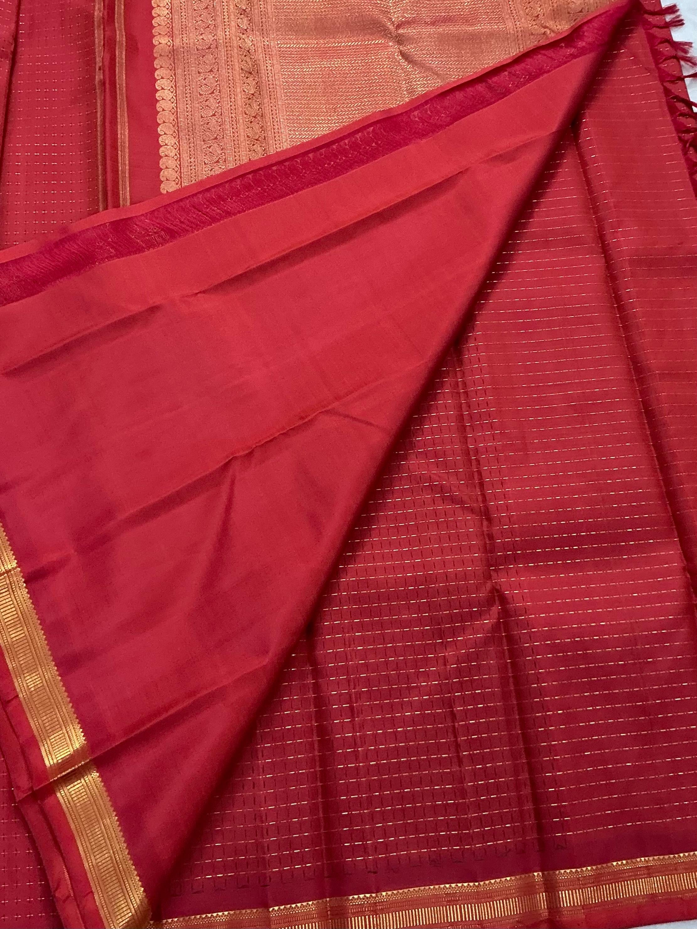 Swara: Plus Butta Kanjivaram Silk (Brick Rust)