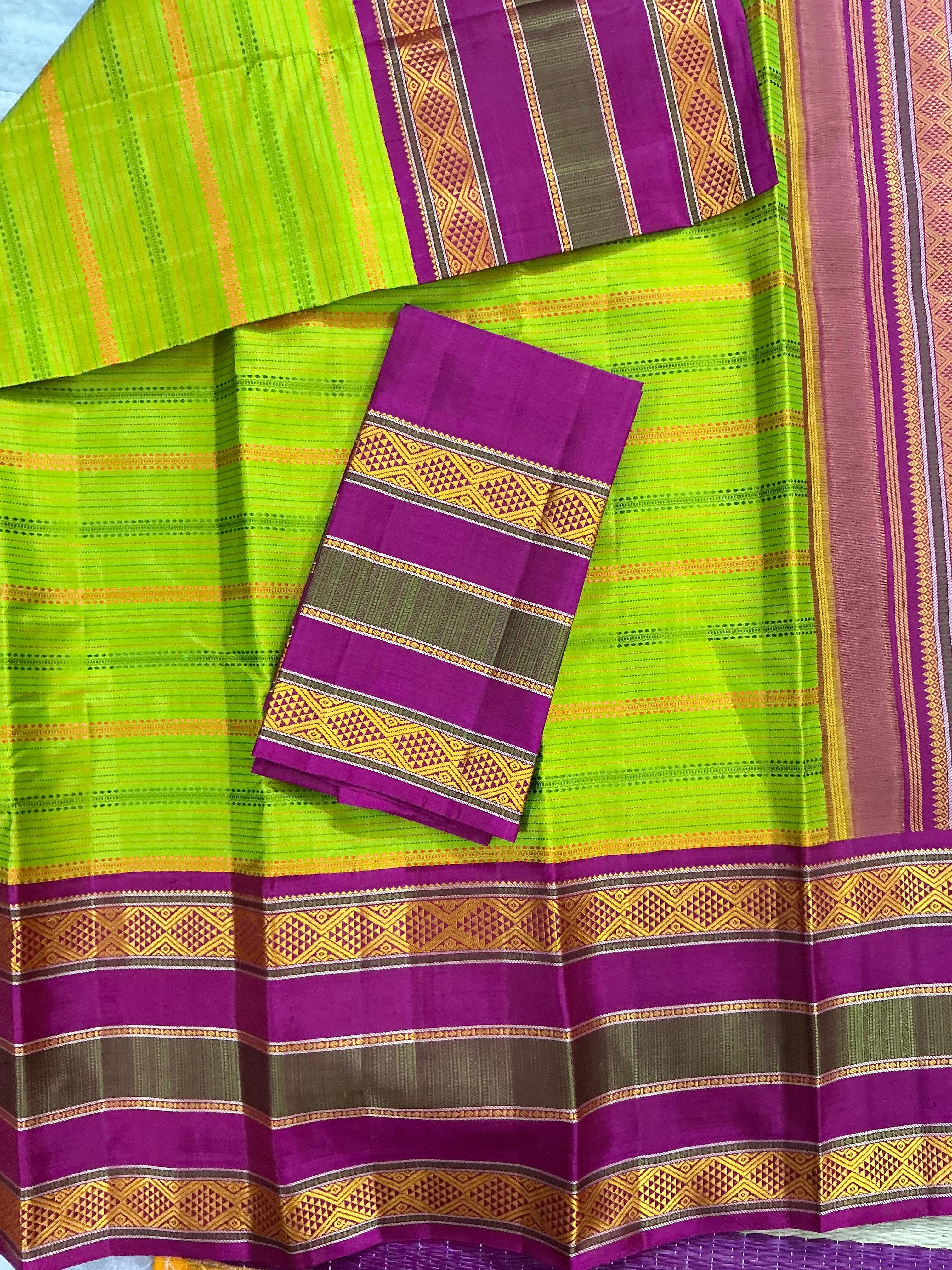 No Zari Korvai Kanjivaram Silk (Green)