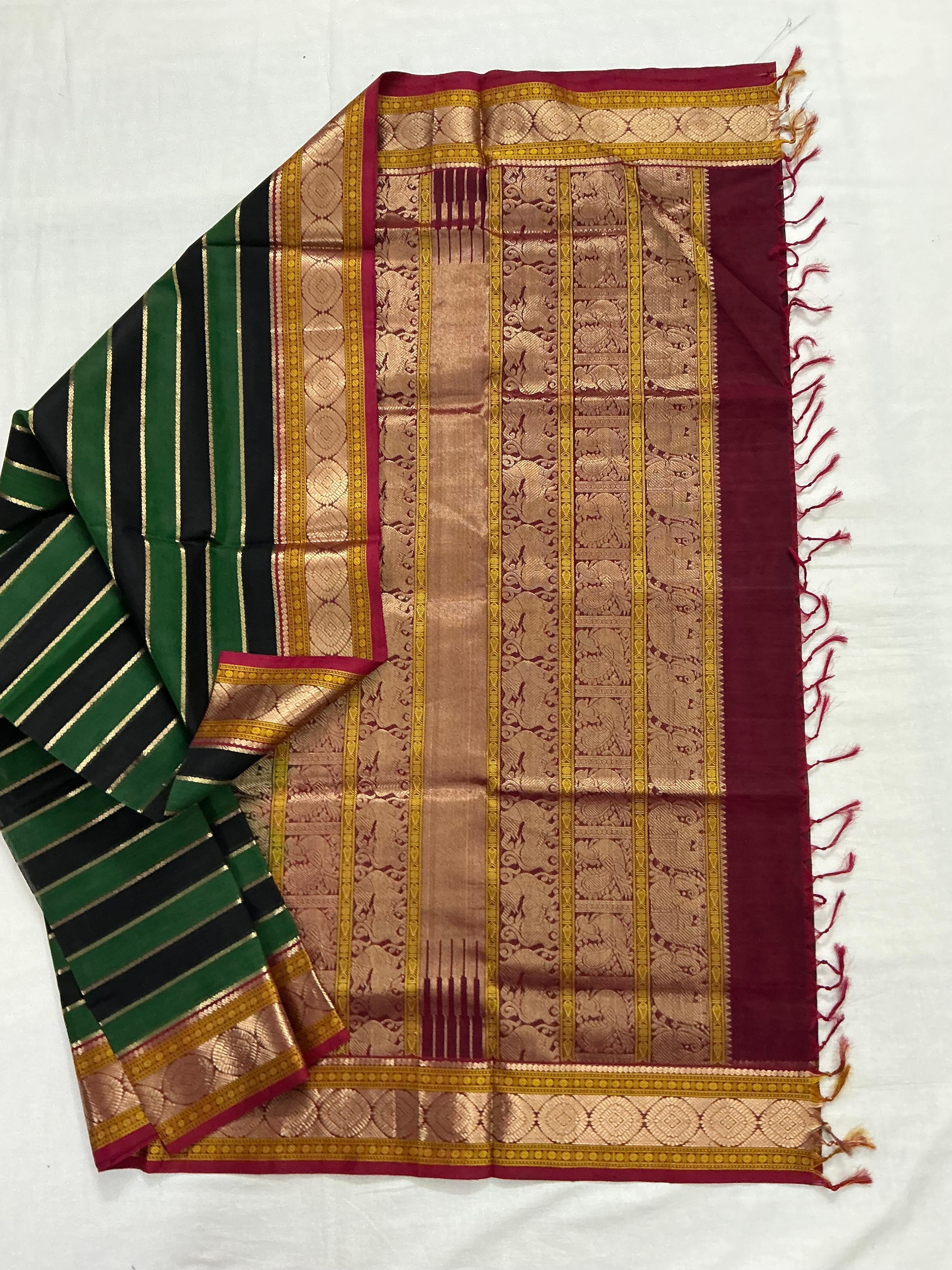 Handwoven Silk Cotton with Zari motifs