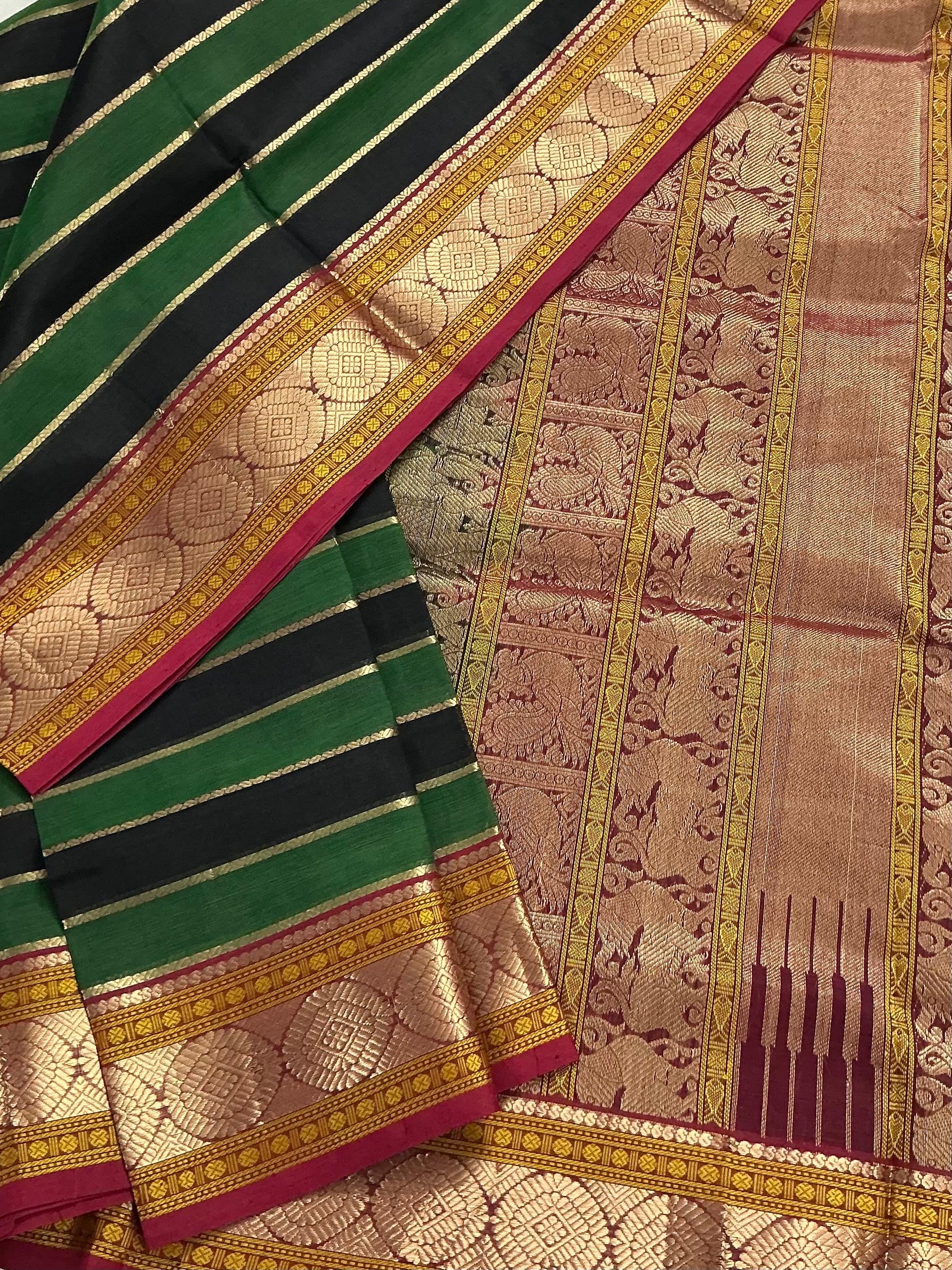 Handwoven Silk Cotton with Zari motifs