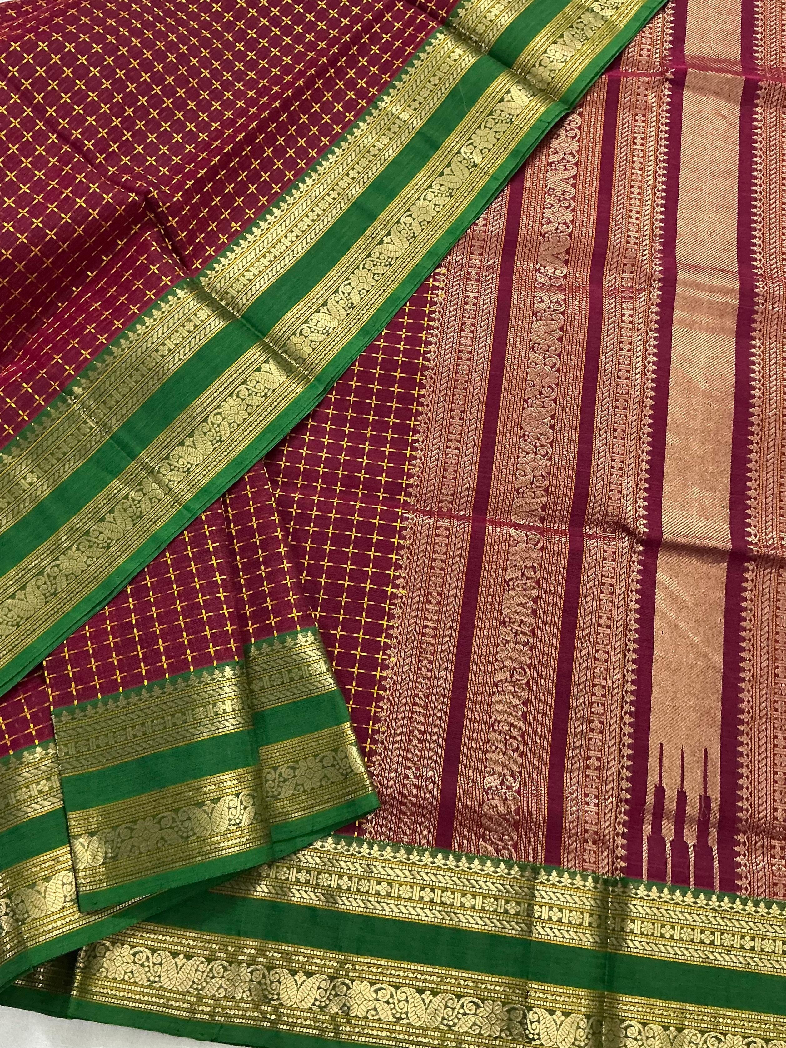 Handwoven Silk Cotton with Zari motifs