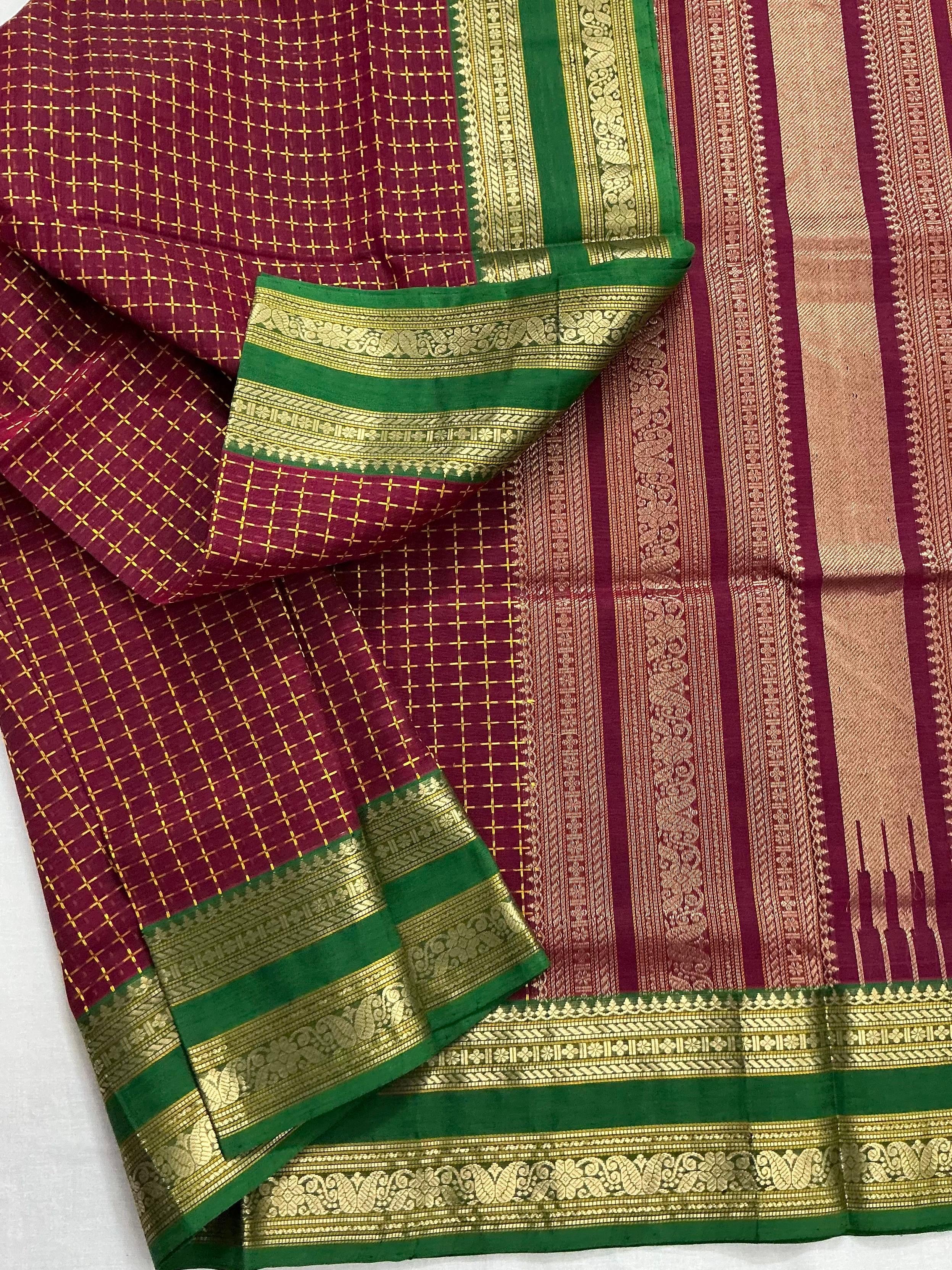 Handwoven Silk Cotton with Zari motifs