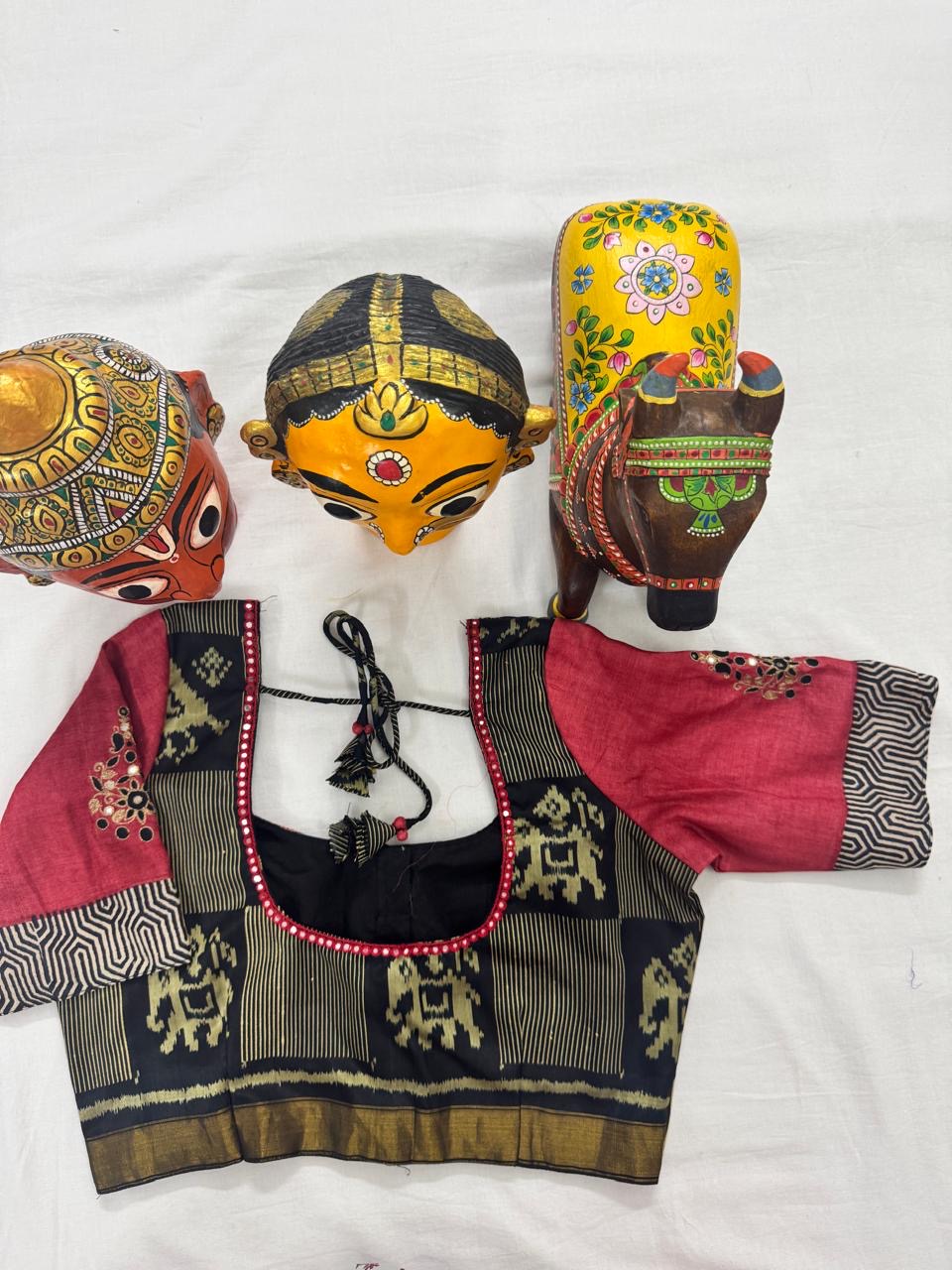 Handcrafted Ready to Wear Blouse - tussar & Ikat
