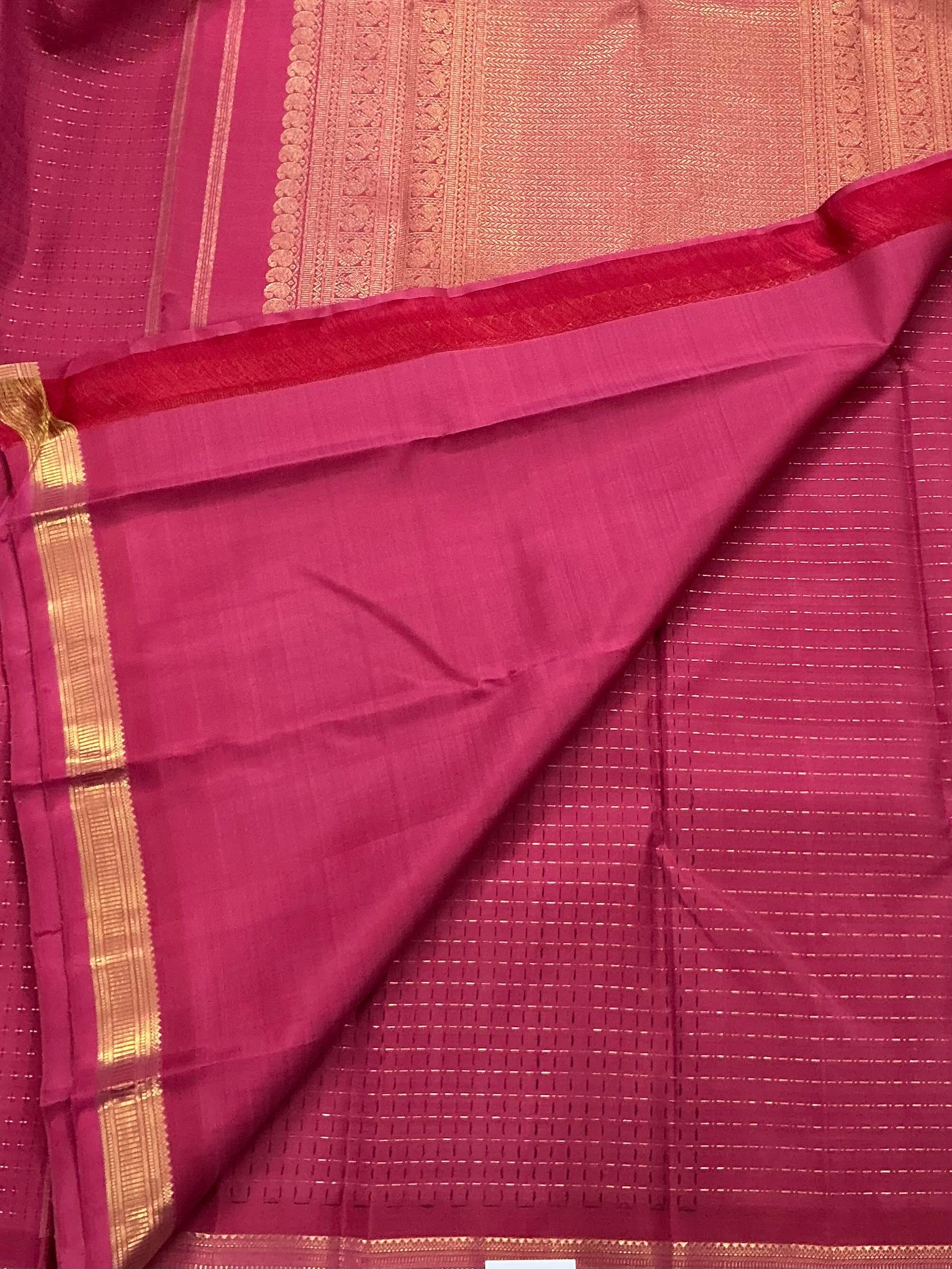 Swara: Plus Butta Kanjivaram Silk (Tomato Pink)