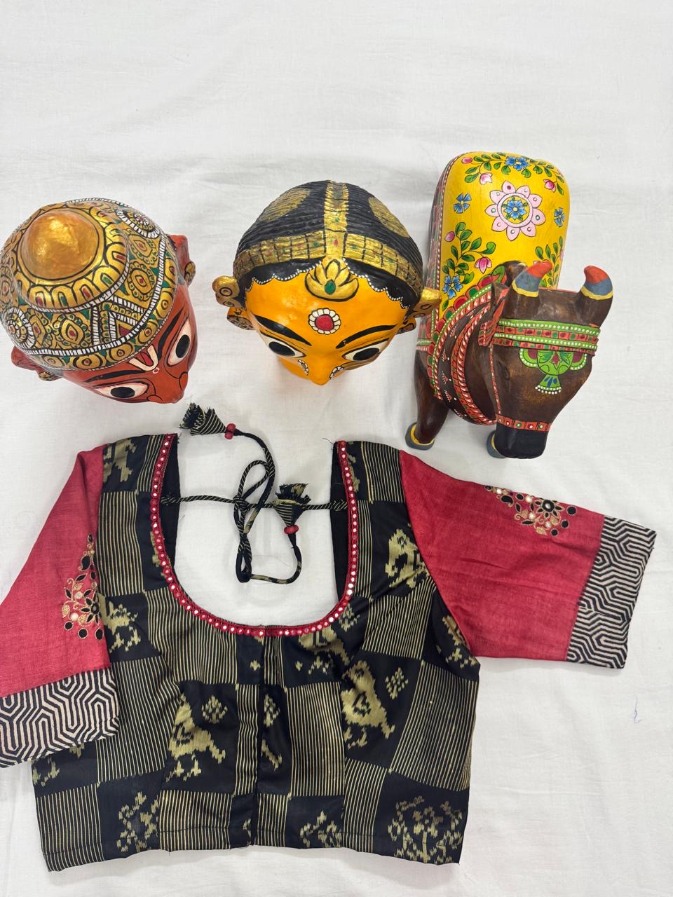 Handcrafted Ready to Wear Blouse - tussar & Ikat