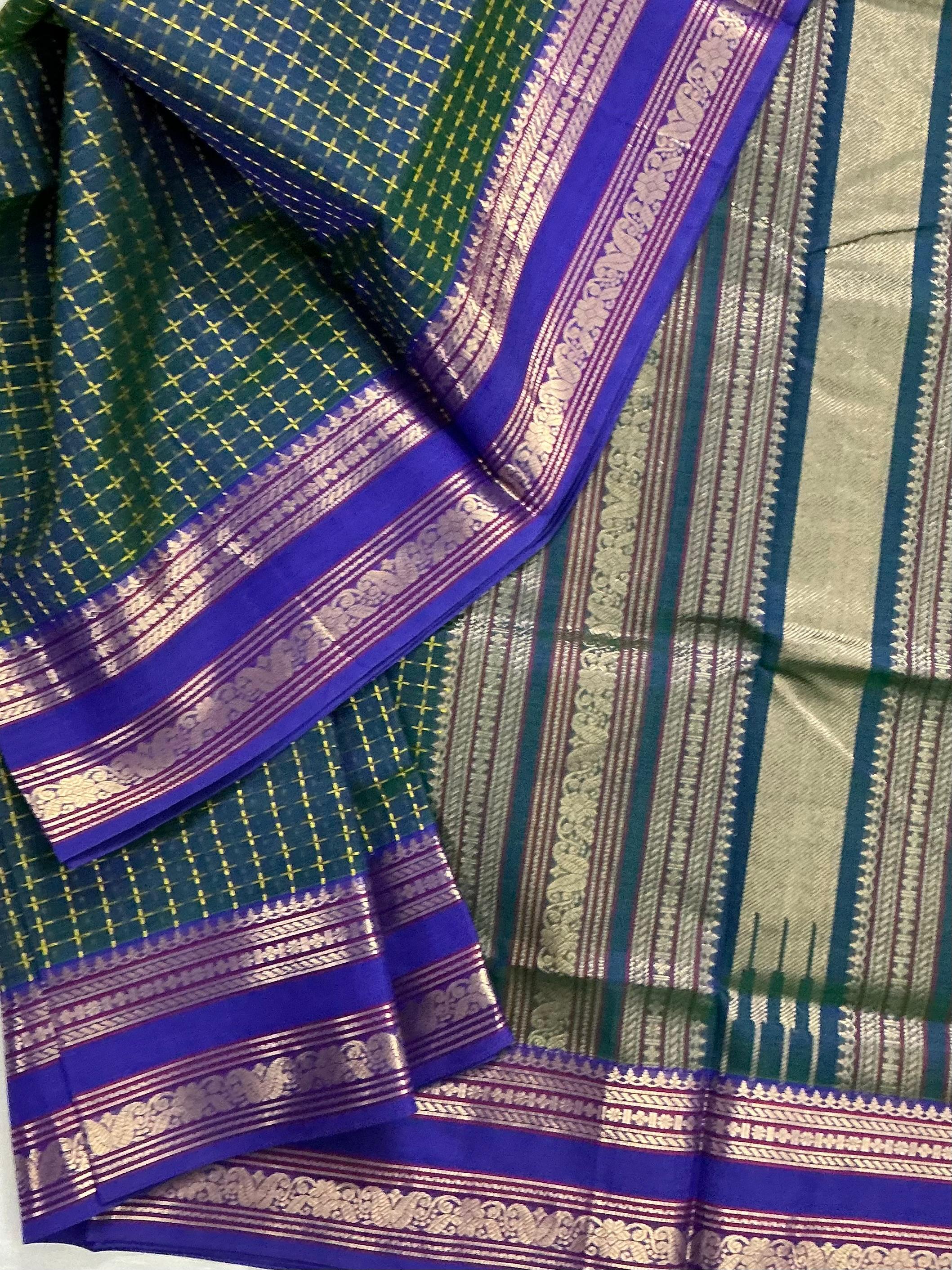 Handwoven Silk Cotton with Zari motifs