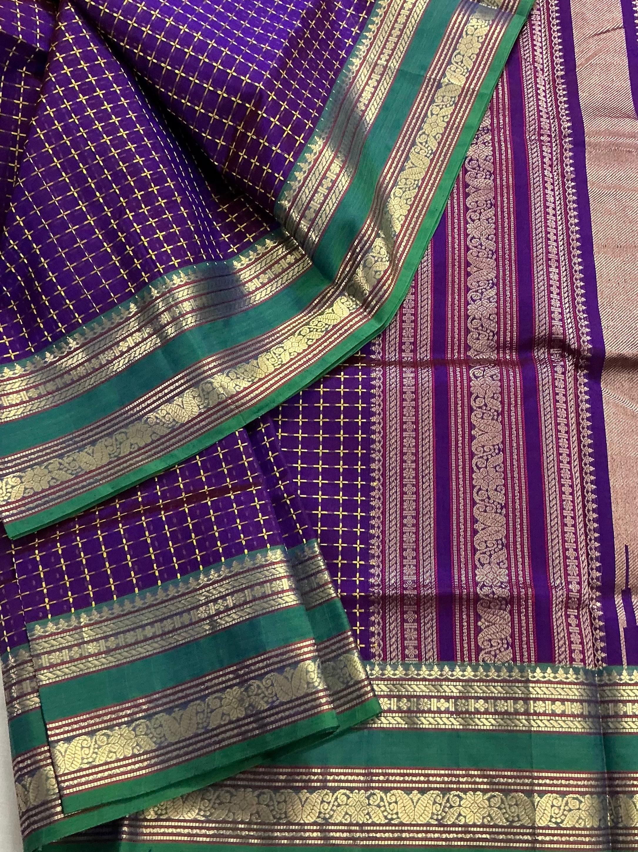 Handwoven Silk Cotton with Zari motifs