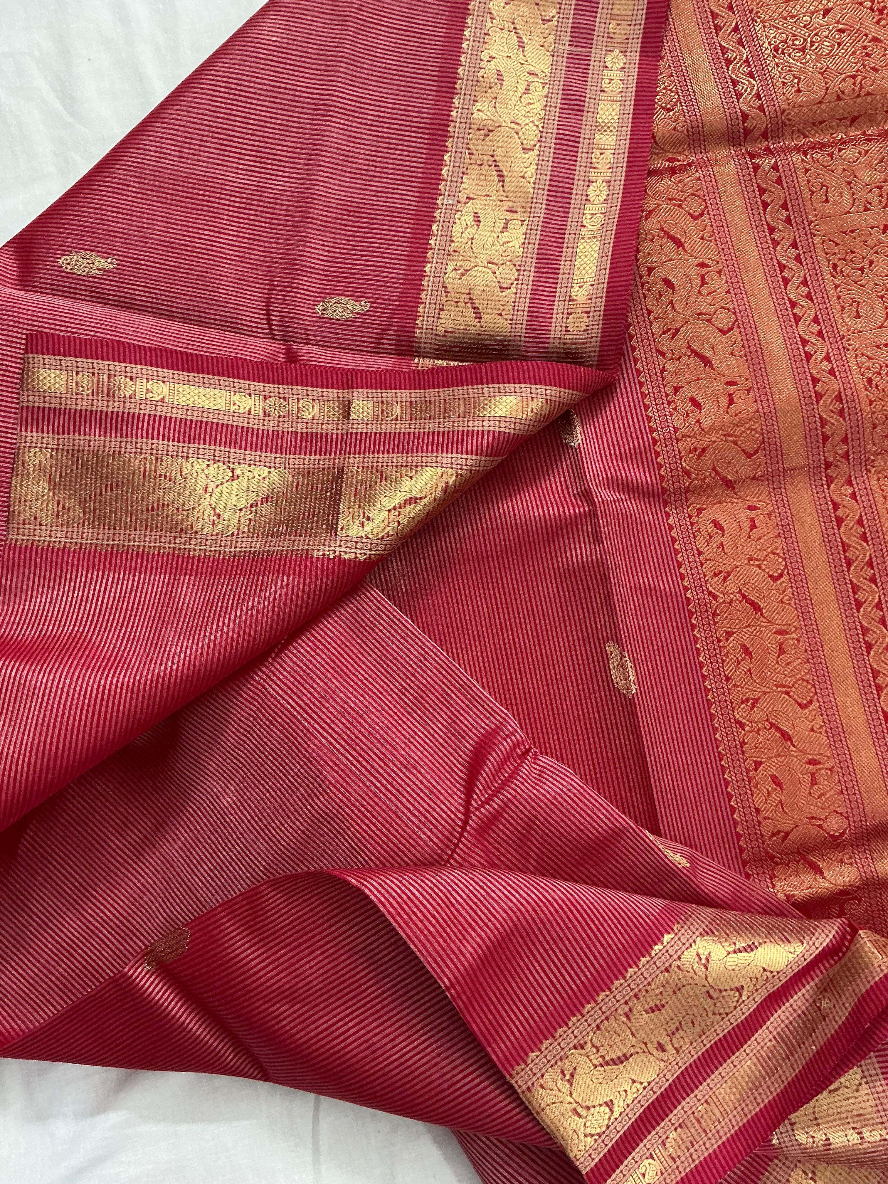 Handwoven Silk Cotton with Zari motifs