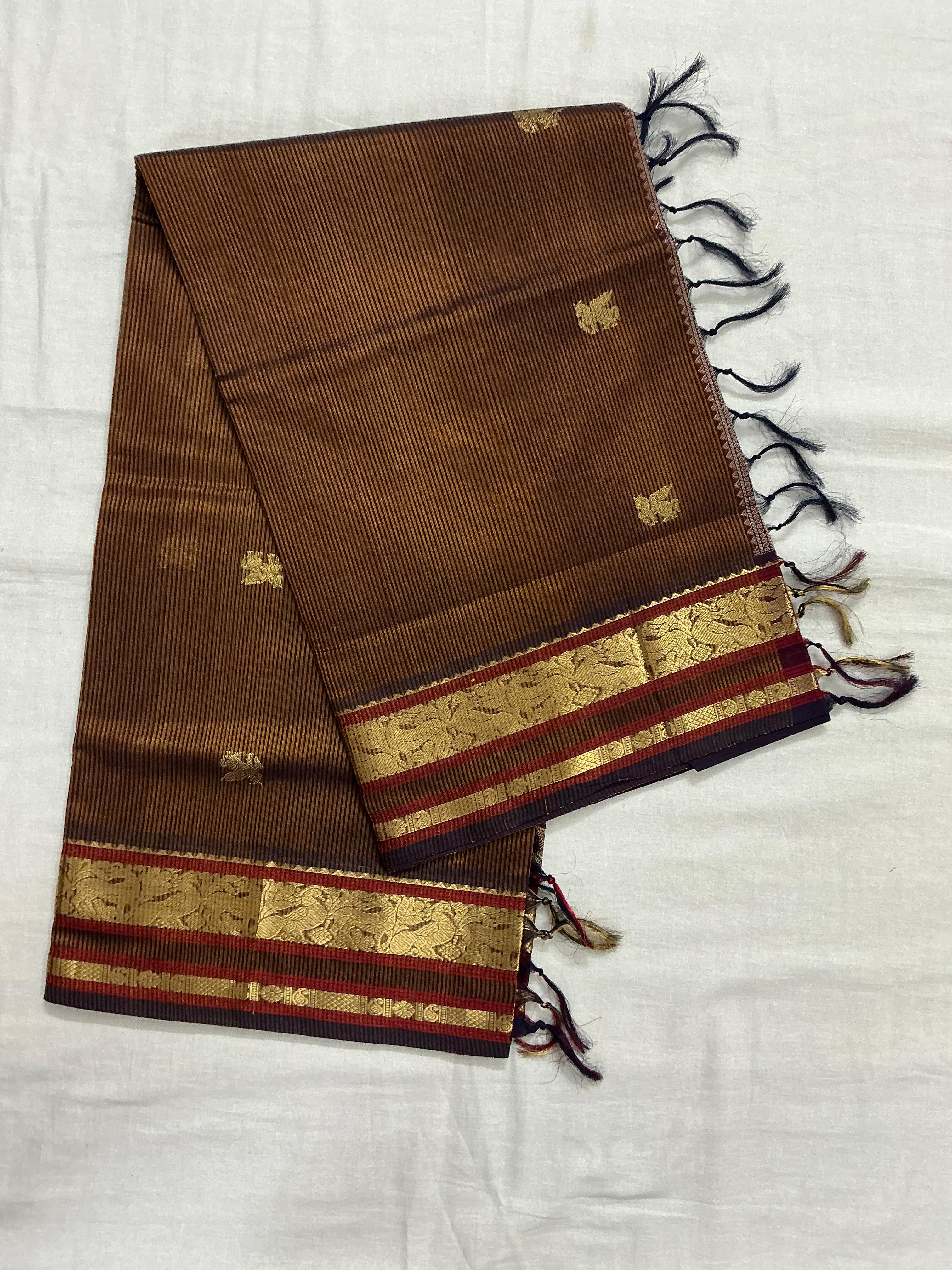 Handwoven Silk Cotton with Zari motifs