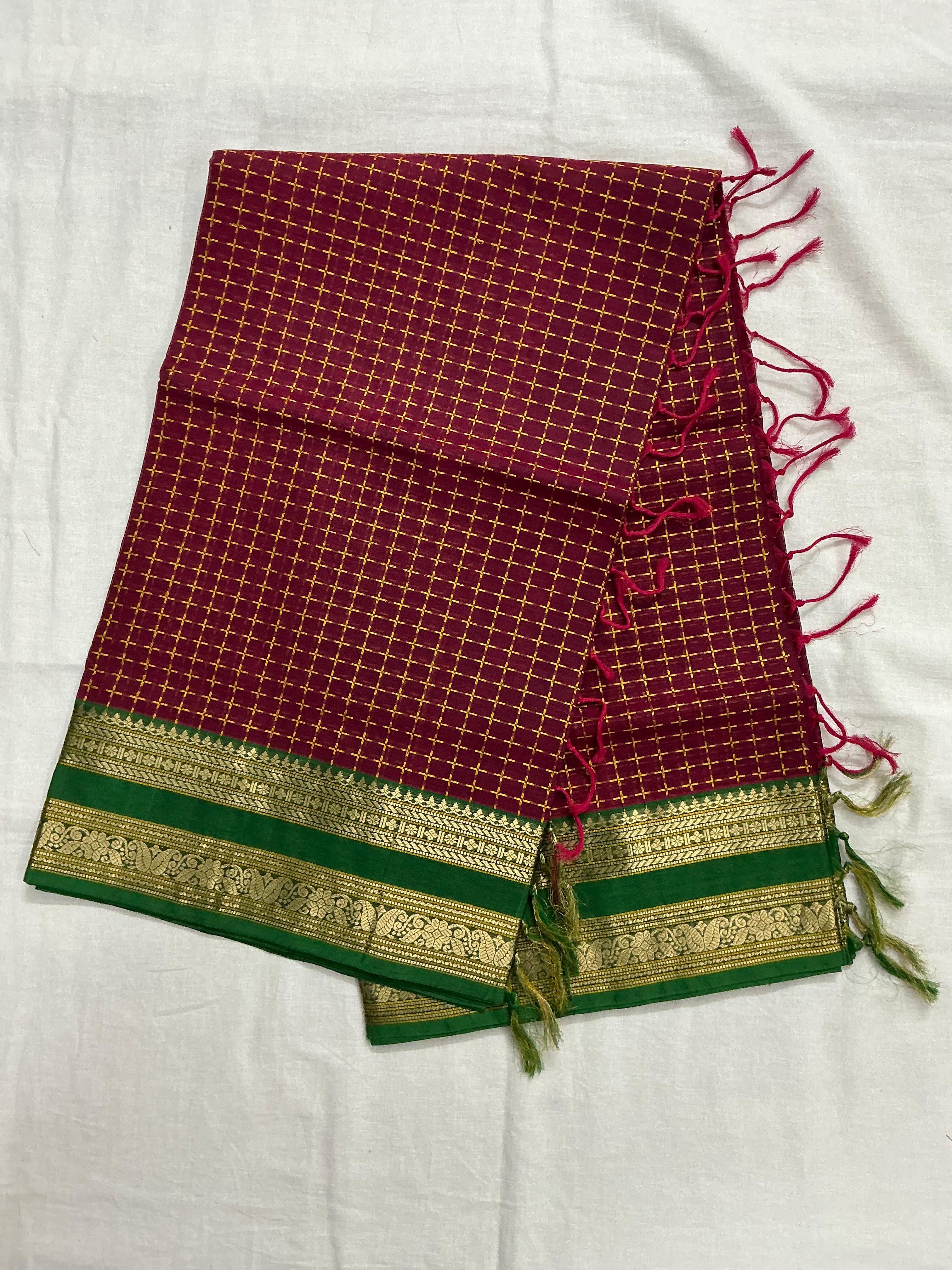 Handwoven Silk Cotton with Zari motifs