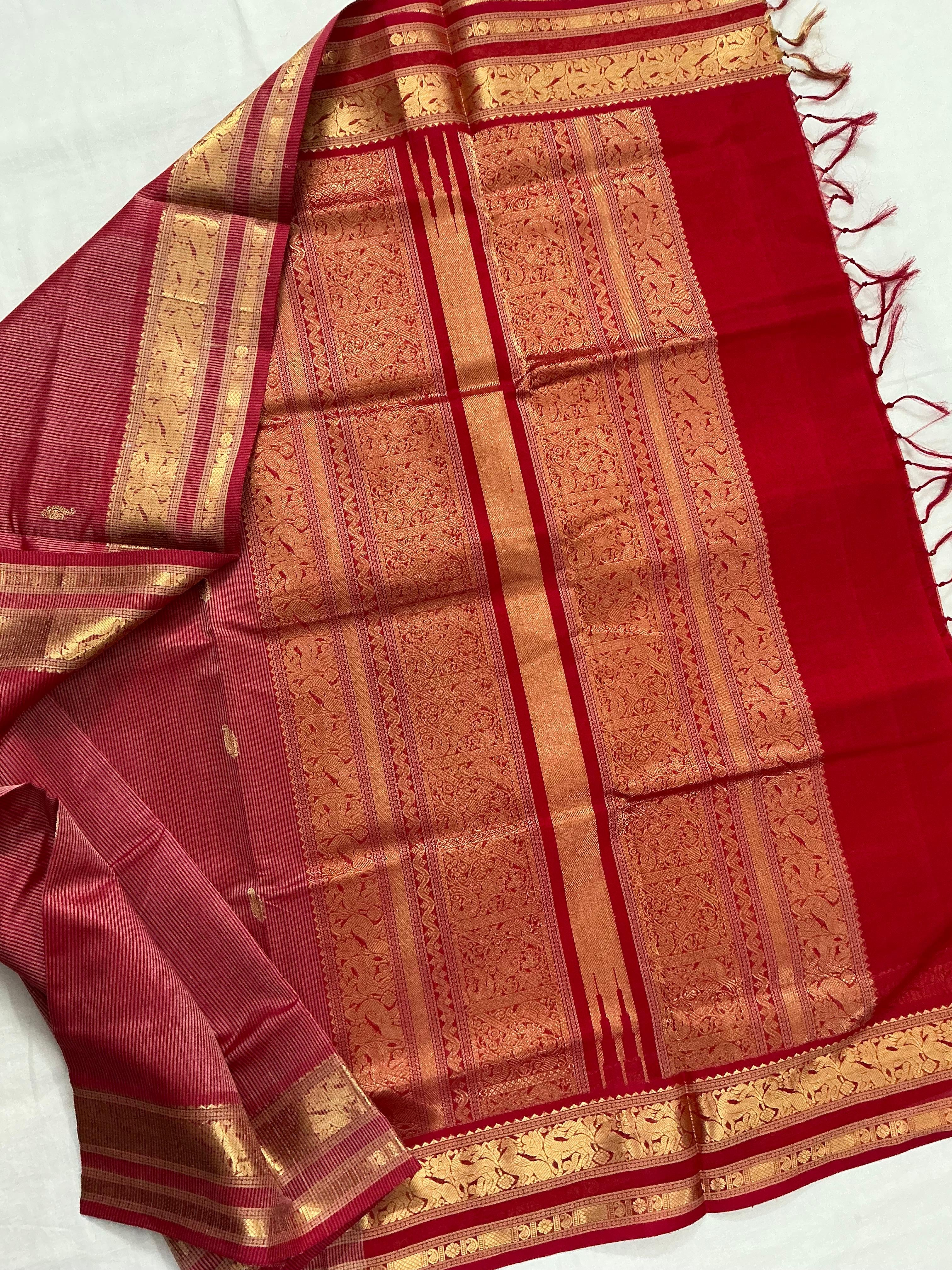 Handwoven Silk Cotton with Zari motifs